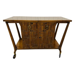 Retro Mid-Century Modern Bert England Brutalist Walnut Bar Cart