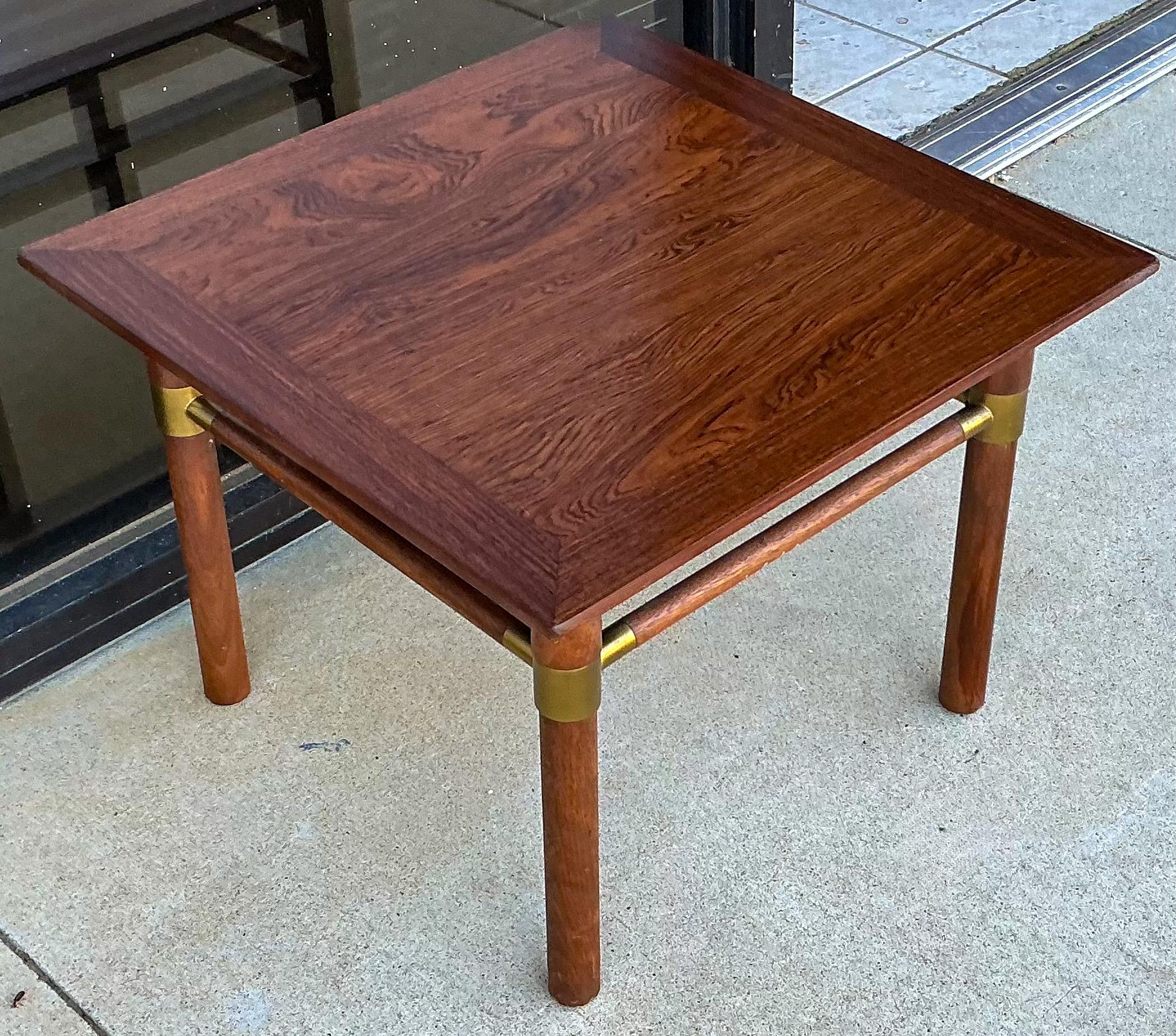 Mid-Century Modern Bert England Low Profile Rosewood & Brass Side Tables - Pair In Good Condition For Sale In Kennesaw, GA