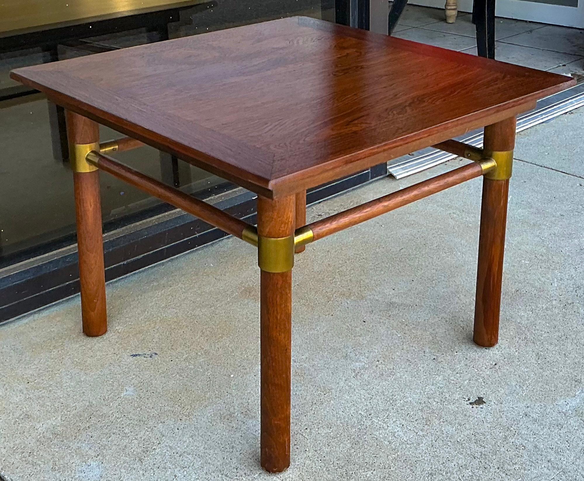 Mid-Century Modern Bert England Low Profile Rosewood & Brass Side Tables - Pair For Sale 2