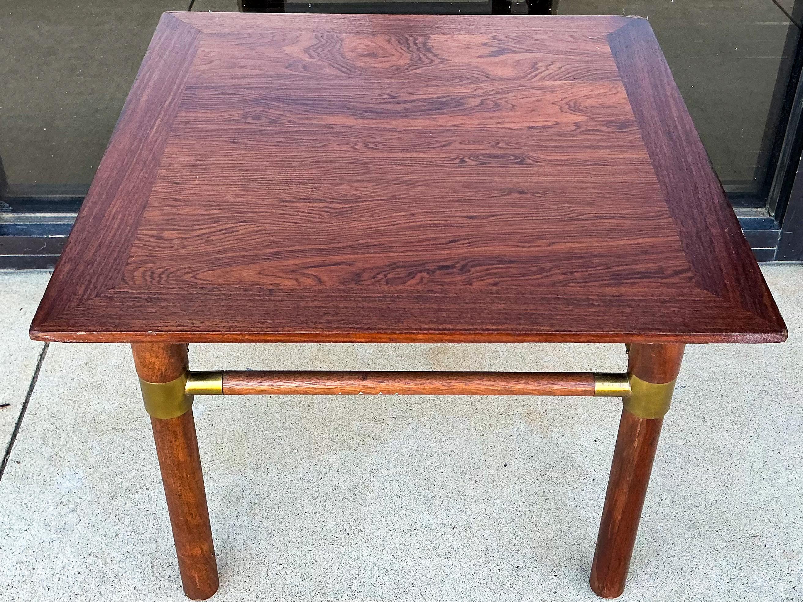 Mid-Century Modern Bert England Low Profile Rosewood & Brass Side Tables - Pair For Sale 3