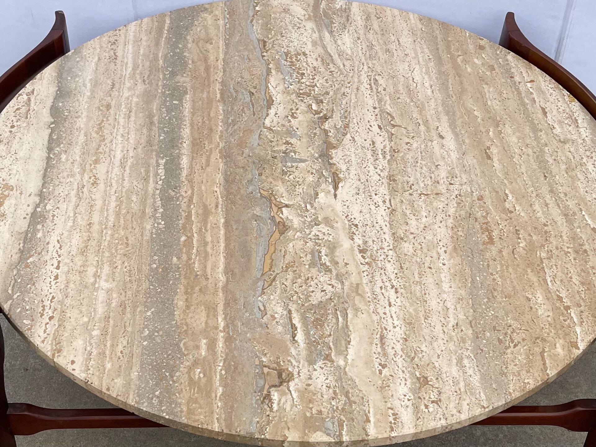 Mid-Century Modern Bertha Schaefer For Singer & Sons Travertine Coffee Table In Good Condition In Kennesaw, GA