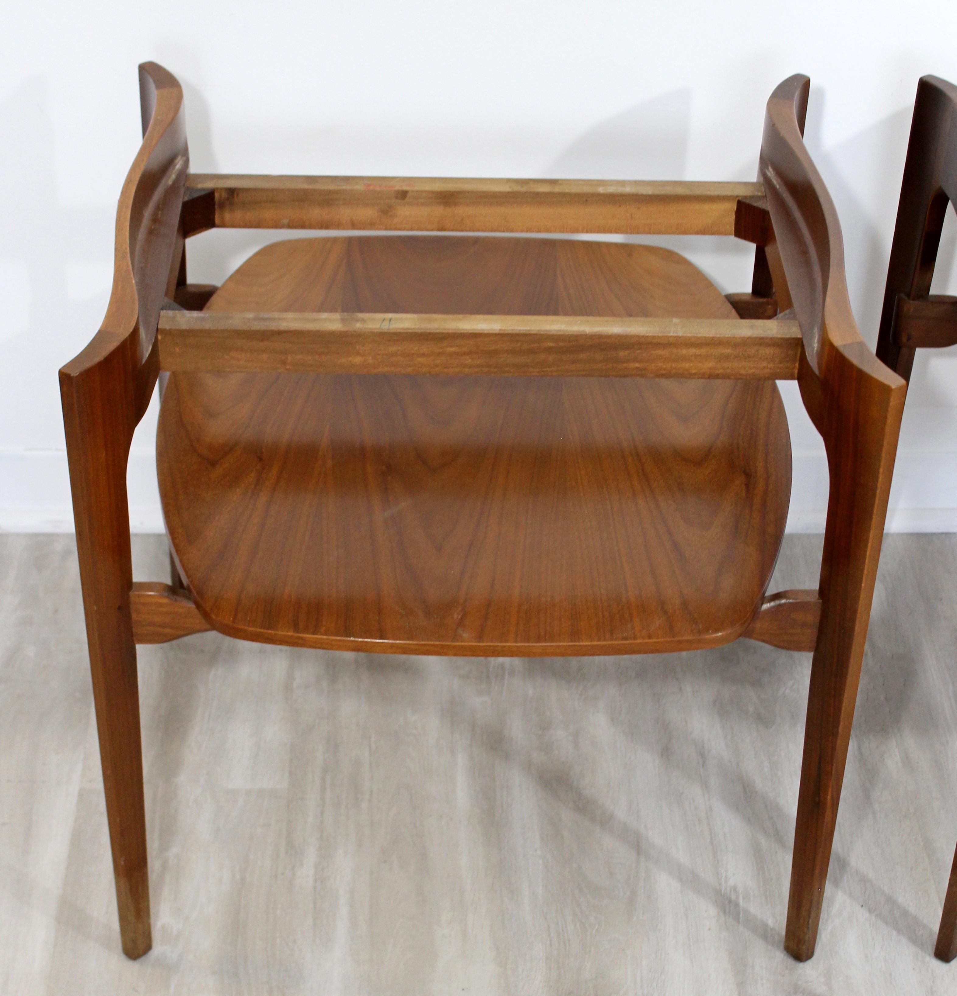 Mid-Century Modern Bertha Schaeffer Table Set Walnut Travertine Coffee Pair Side 2