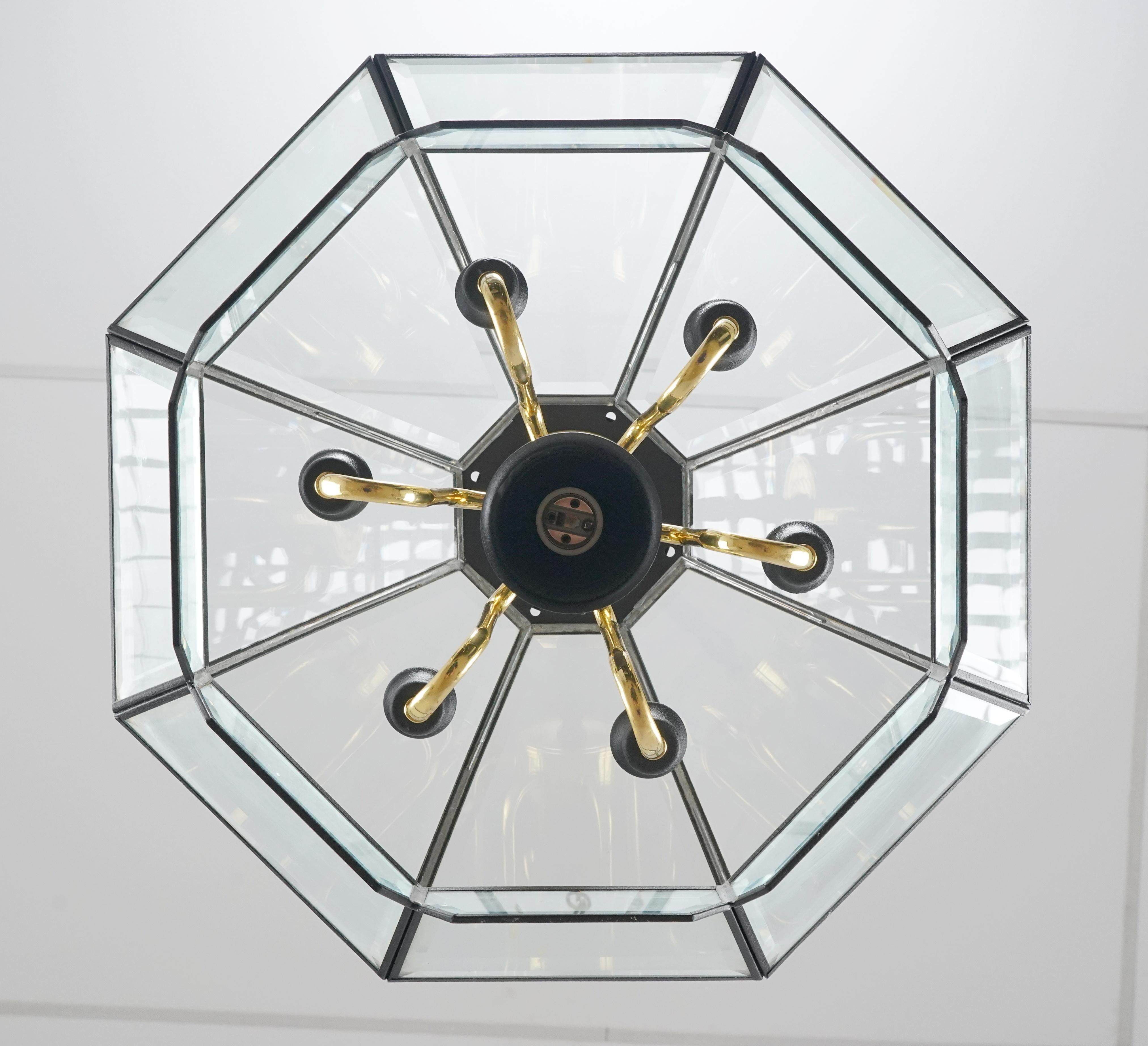 Colgante de latón con cristal biselado moderno de mediados de siglo en venta 3