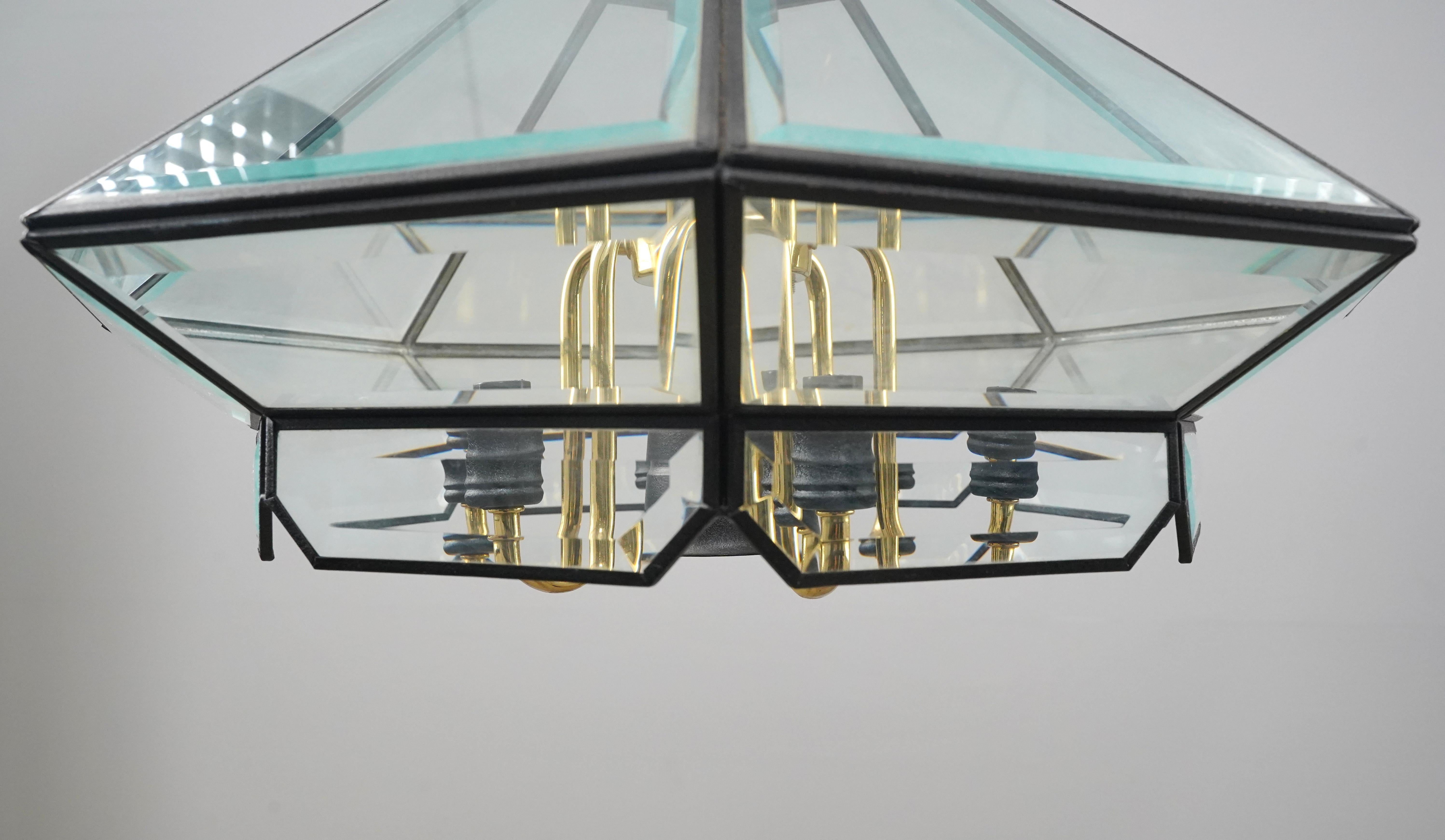 Colgante de latón con cristal biselado moderno de mediados de siglo siglo XX en venta