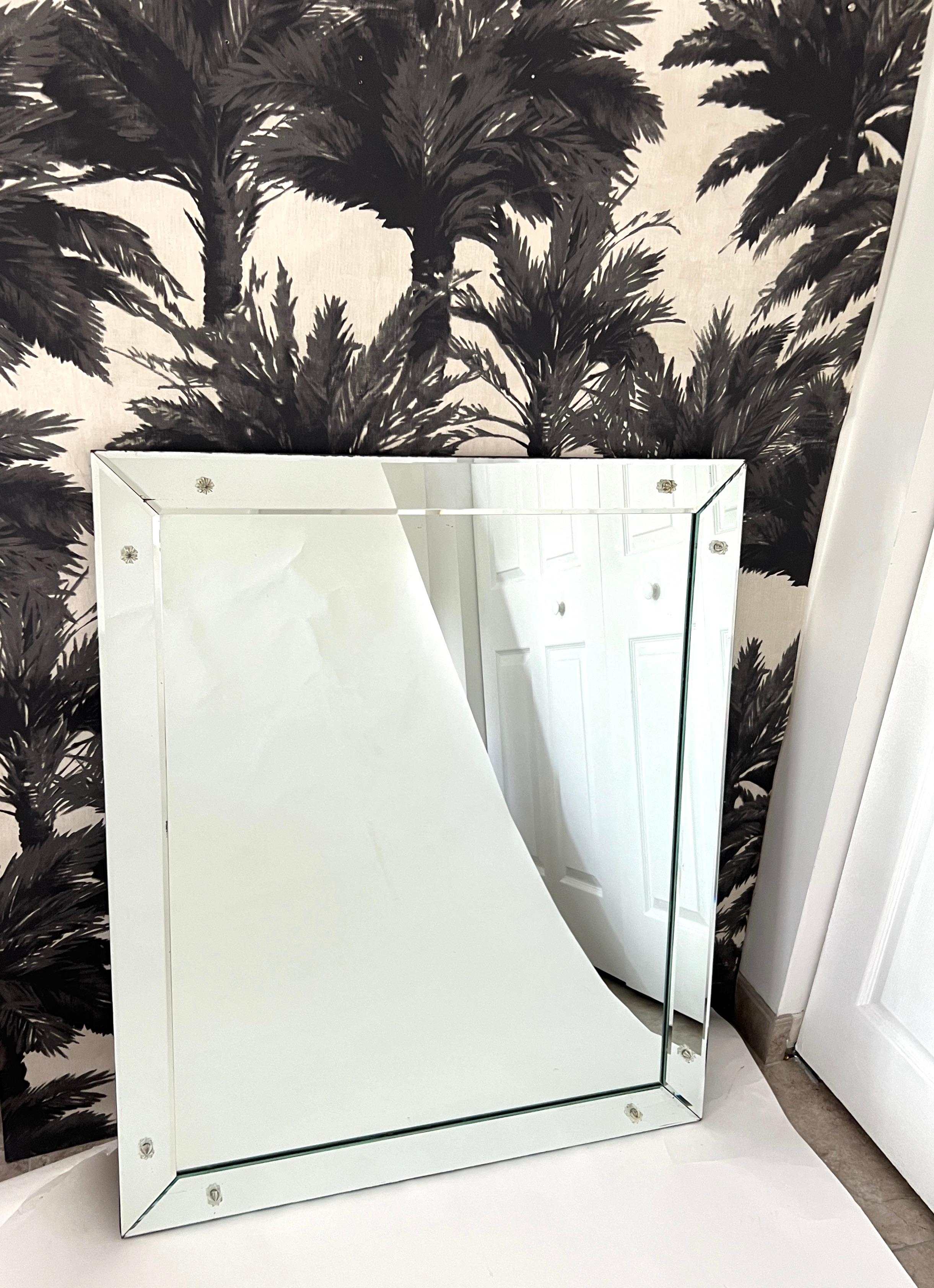 Mid-Century Modern Beveled Mirror with Rosette Details, c. 1950 For Sale 5
