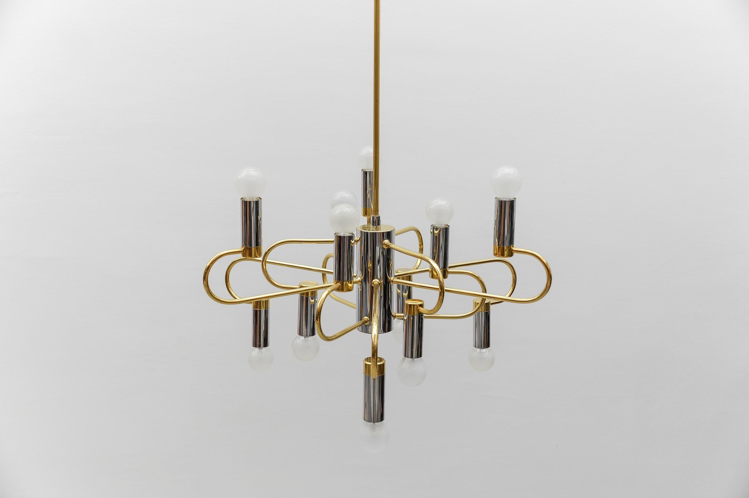 Italian Mid-Century Modern Bicolor Orbit Ceiling Lamp, Italy 1960s For Sale