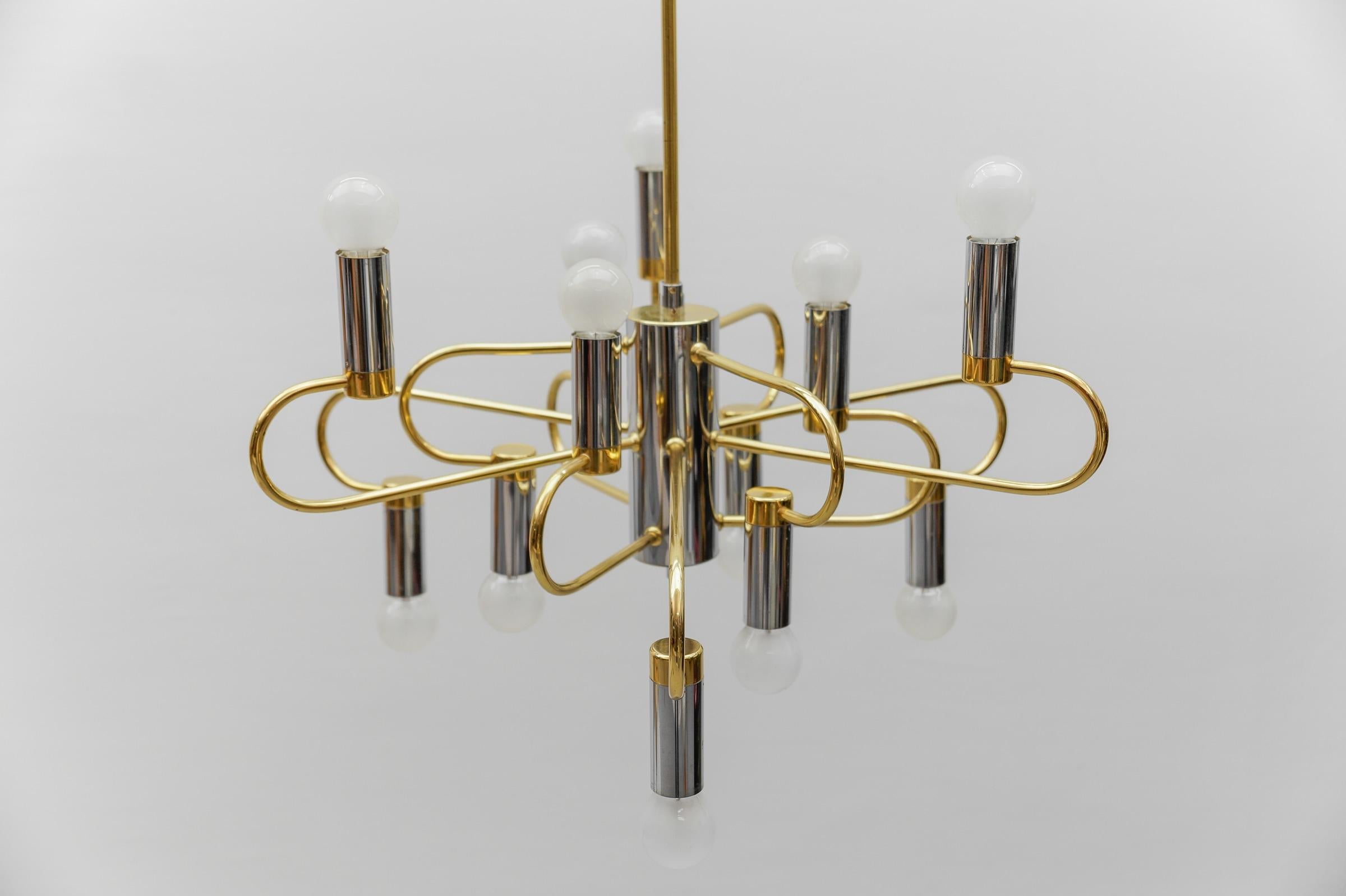 Mid-20th Century Mid-Century Modern Bicolor Orbit Ceiling Lamp, Italy 1960s For Sale
