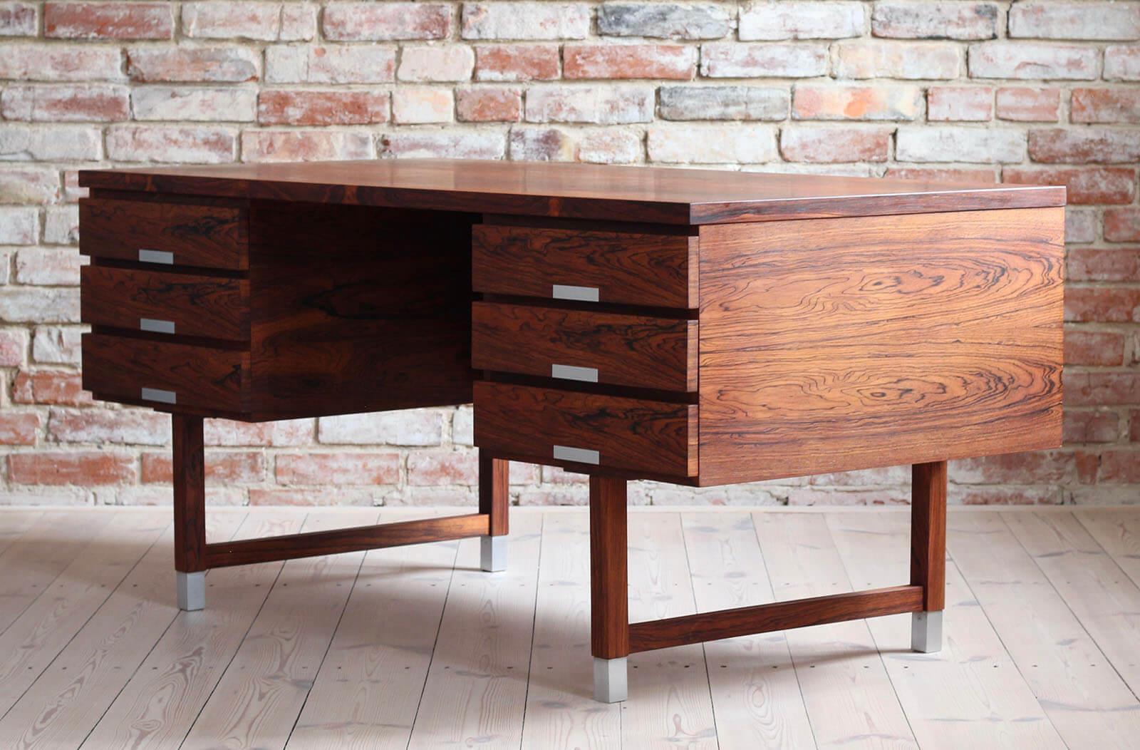 Oiled Mid-Century Modern Big Desk by Kai Kristiansen, 1950s, Scandinavian Design