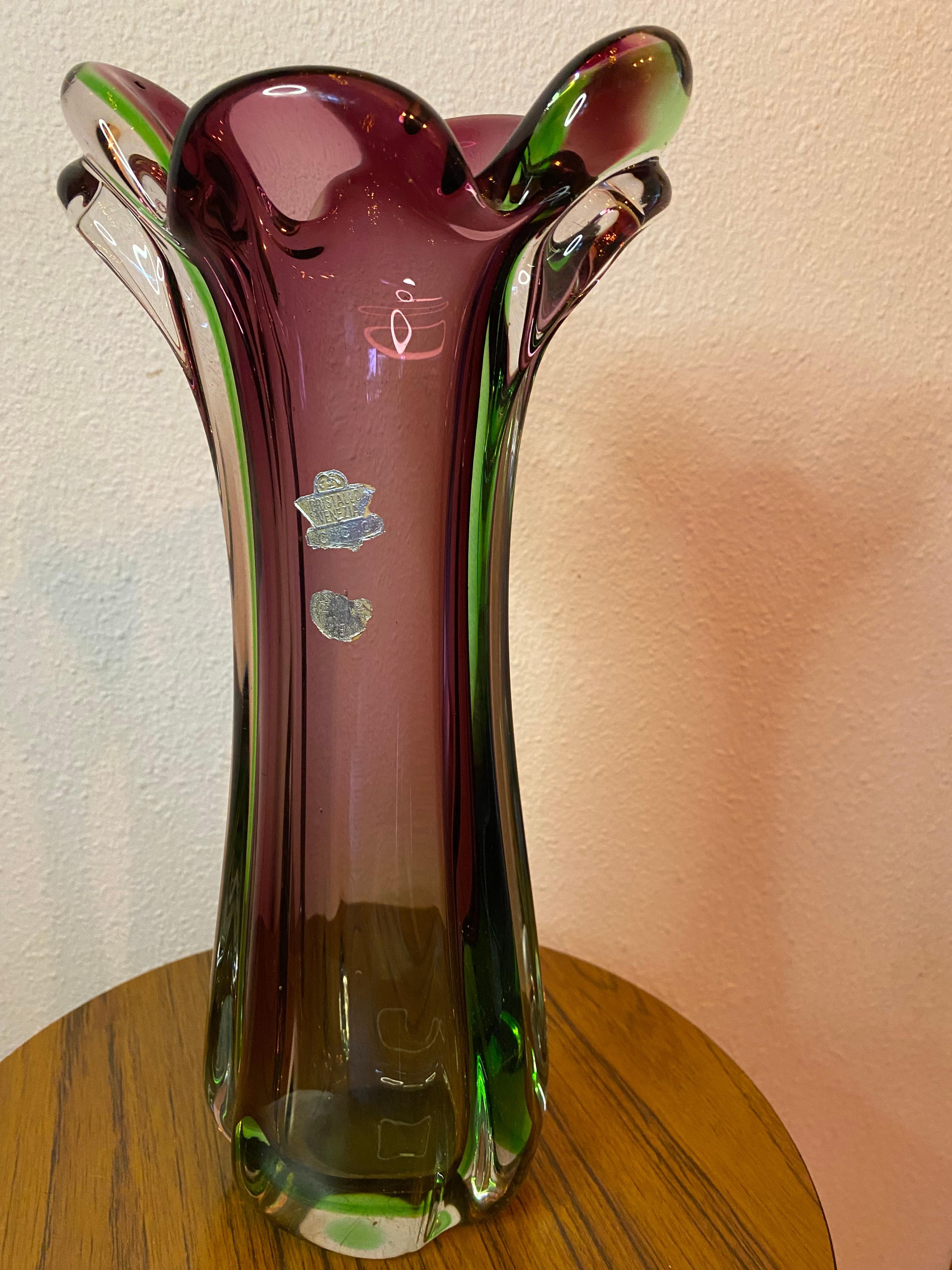 Italian Mid-Century Modern Big Murano Glass Vase For Sale