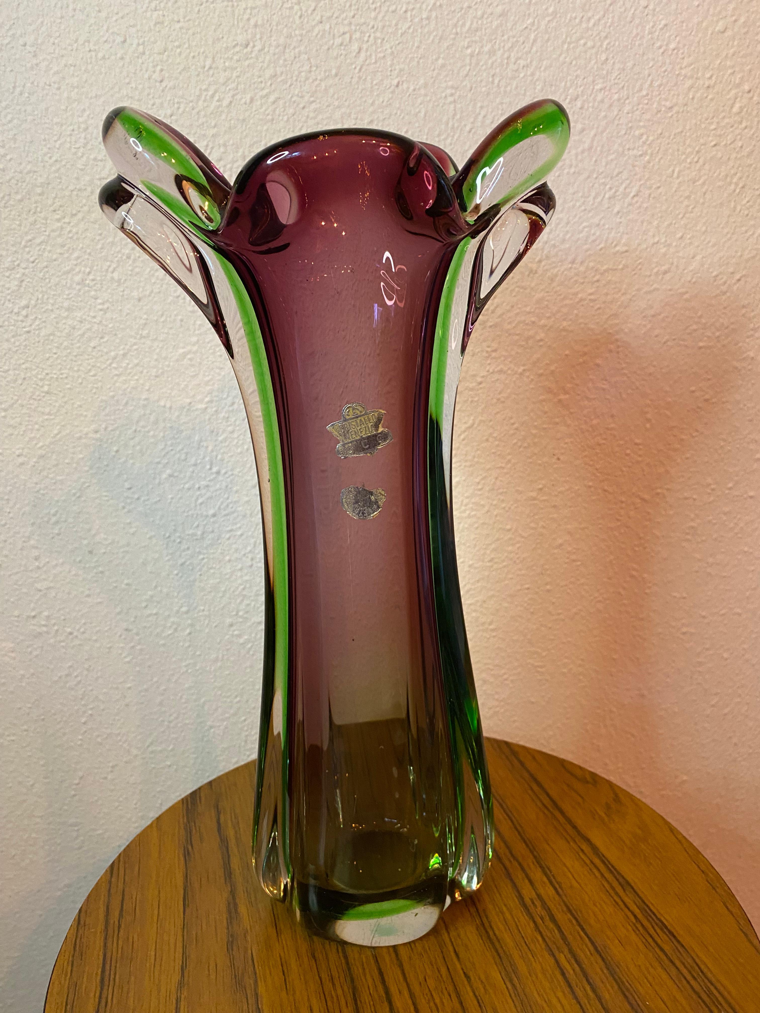 Vaso grande in vetro di Murano della metà del secolo scorso in vendita 1