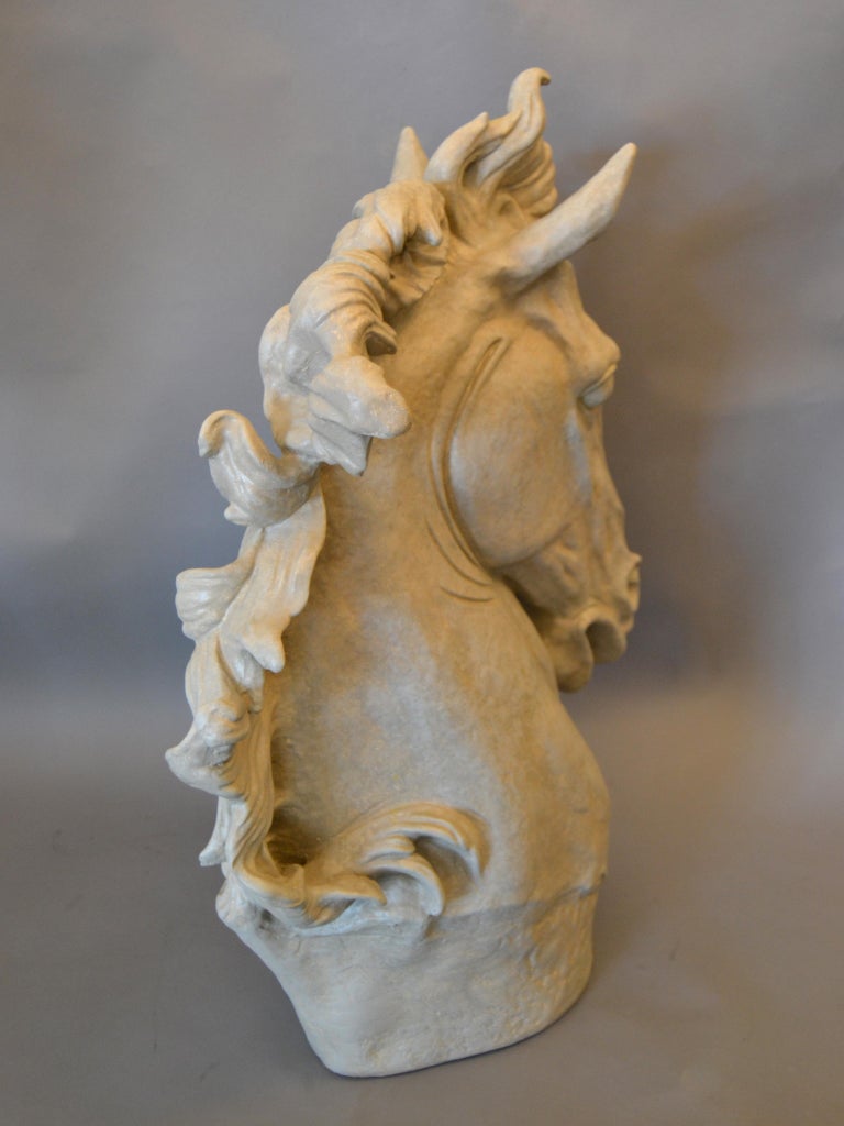MidCentury Modern Big Plaster Horse Head Sculpture For Sale at 1stDibs