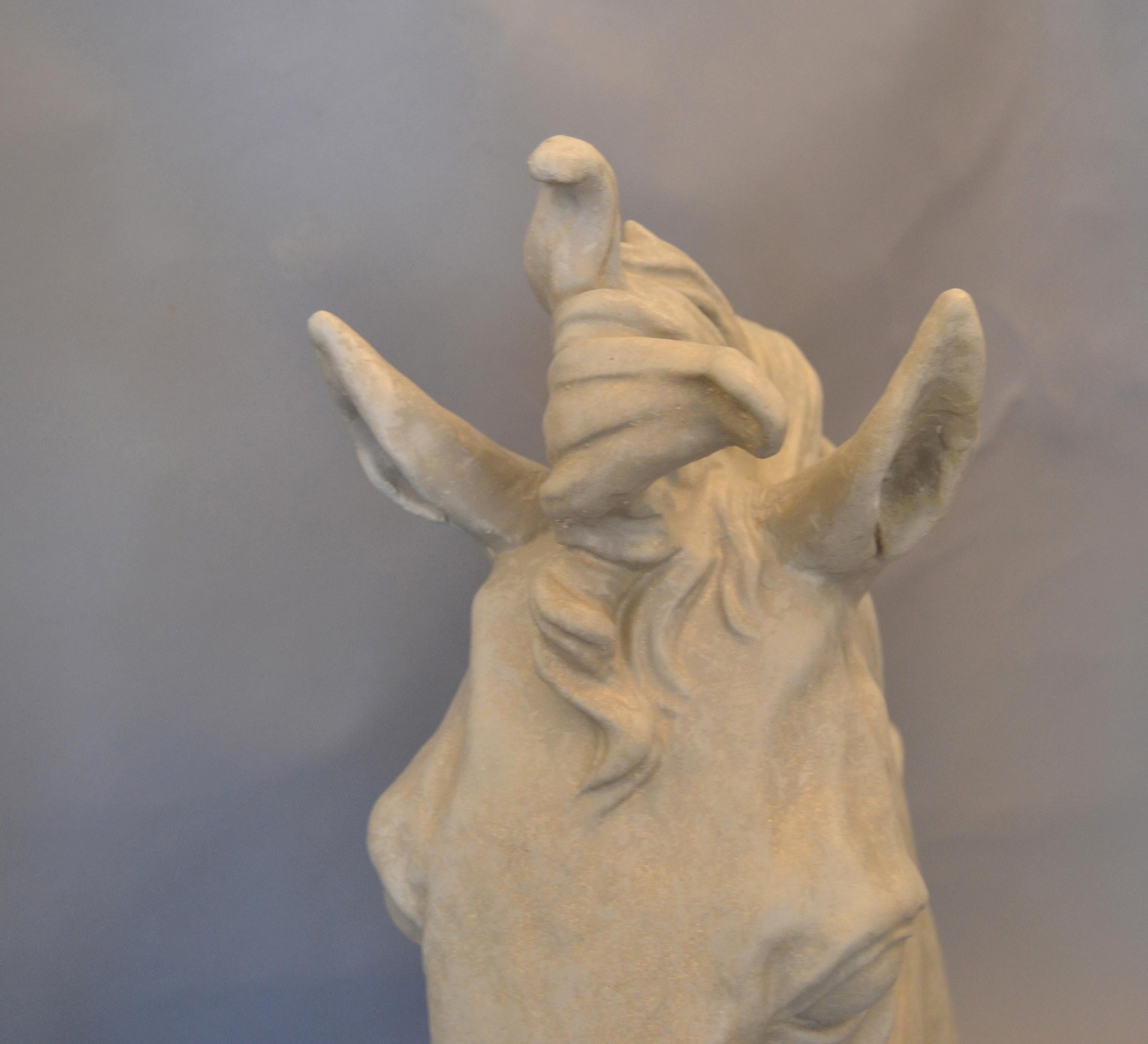 Mid-Century Modern Big Plaster Horse Head Sculpture 2