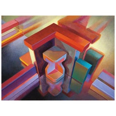 Vintage Mid-Century Modern Bill Kohn Painting "Venus of Mylar" Acrylic on Canvas