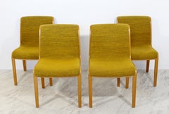 Mid-Century Modern Bill Stephens for Knoll Set 4 Blonde Wood Side Chairs, 1970s