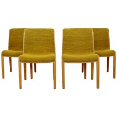 Mid-Century Modern Bill Stephens for Knoll Set 4 Blonde Wood Side Chairs, 1970s