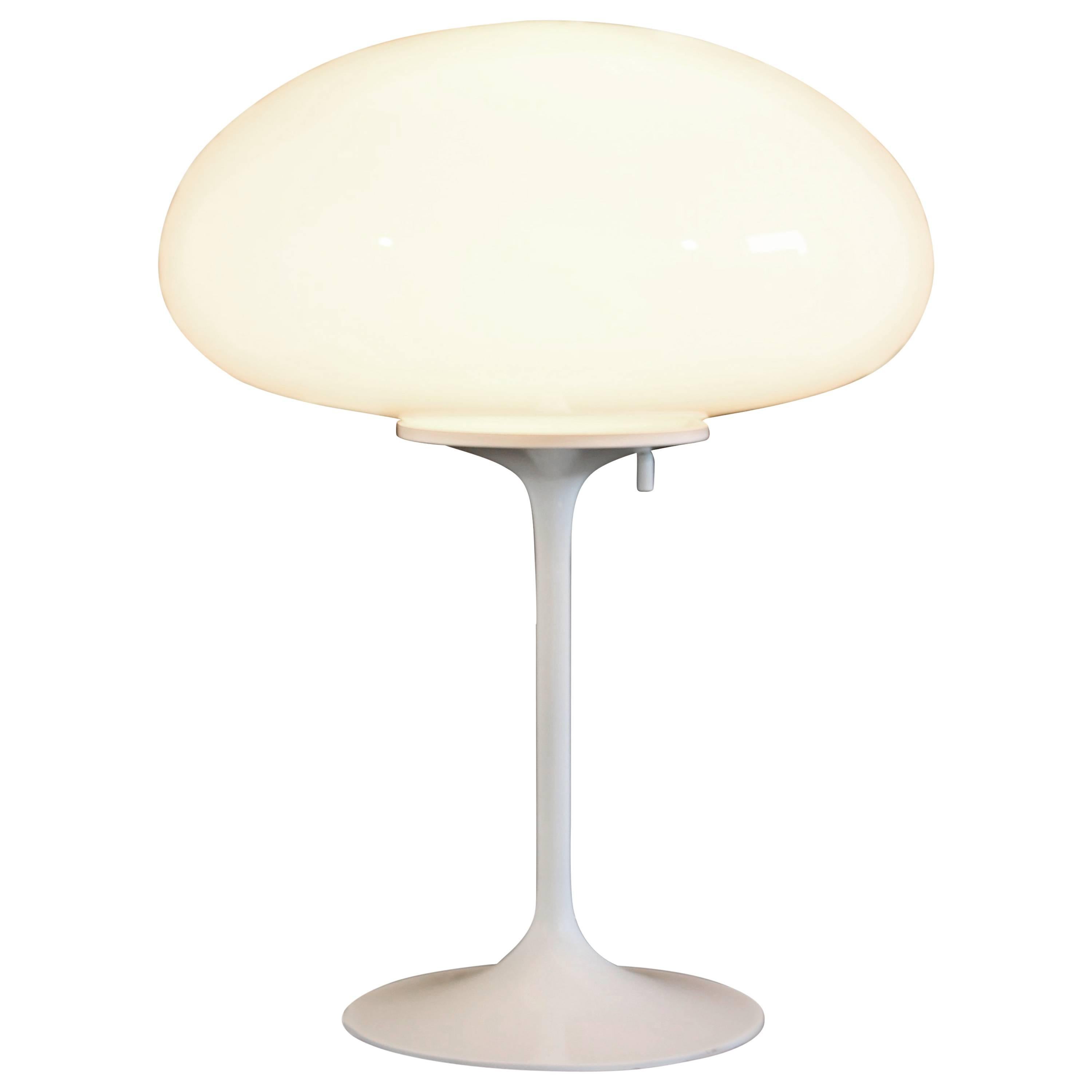 Mid-Century Modern Billy Curry for Laurel White Glass Mushroom Table Lamp, 1970s