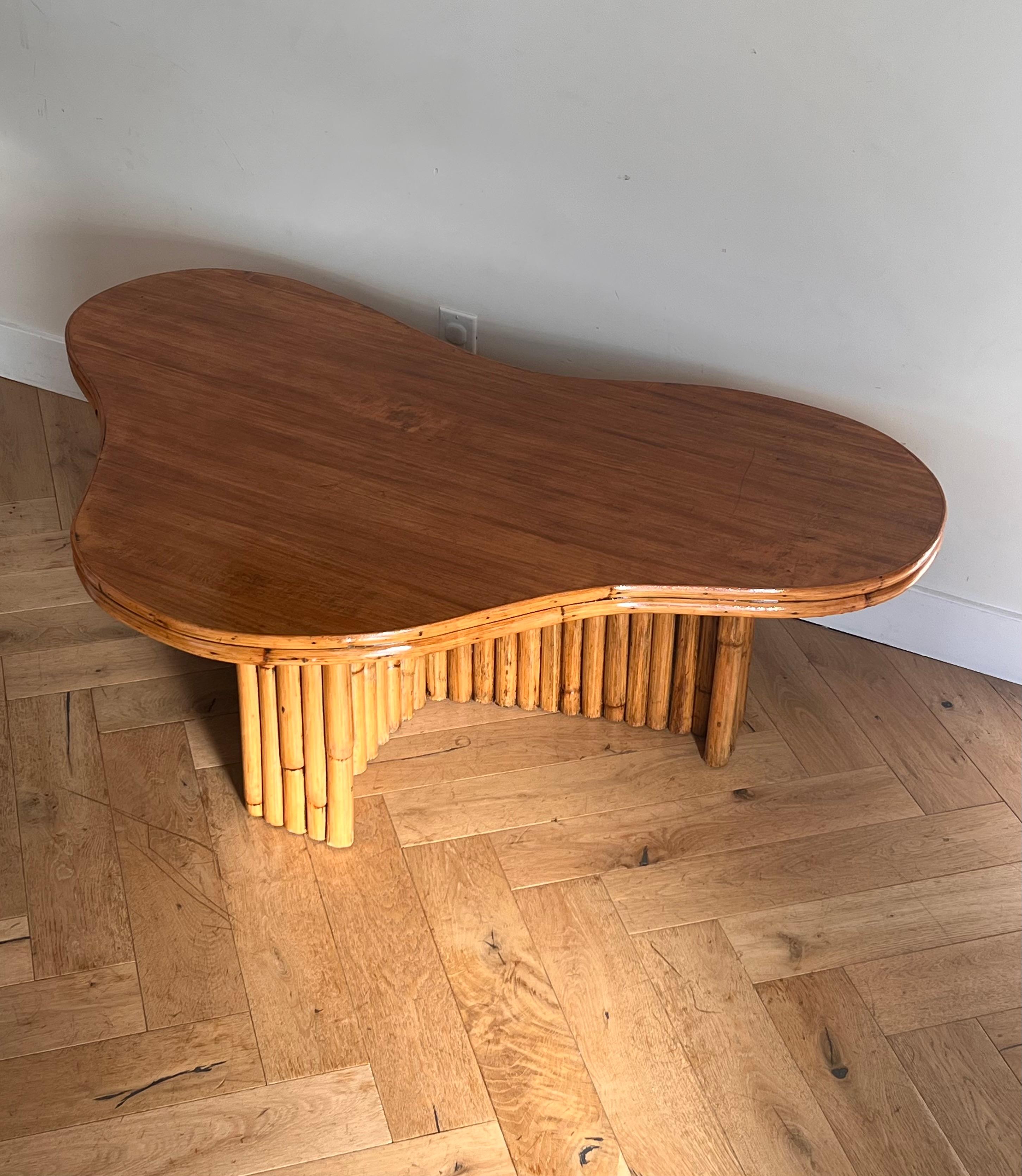 Mid century modern biomorphic bamboo coffee table, circa 1960 7