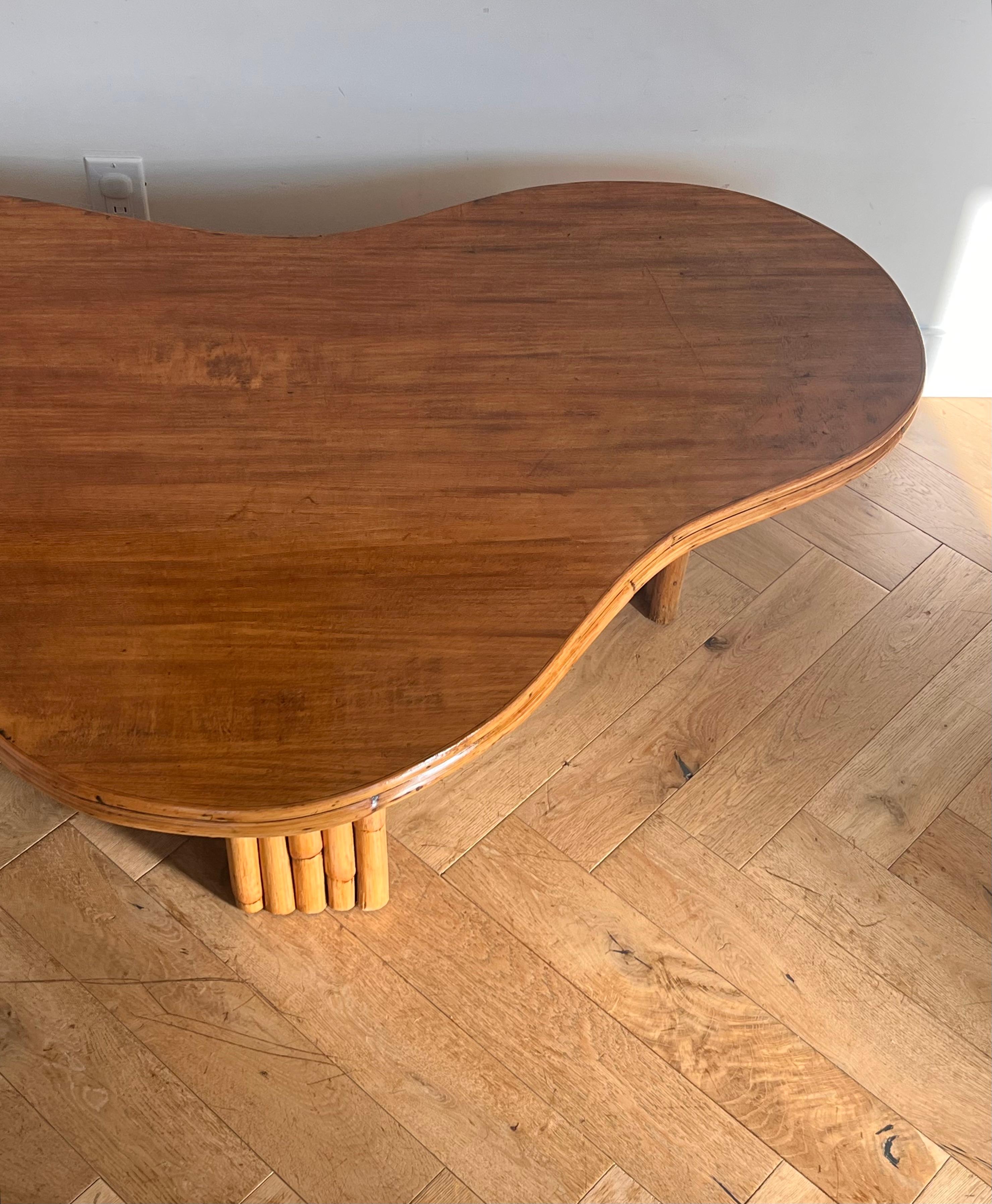 Mid century modern biomorphic bamboo coffee table, circa 1960 11