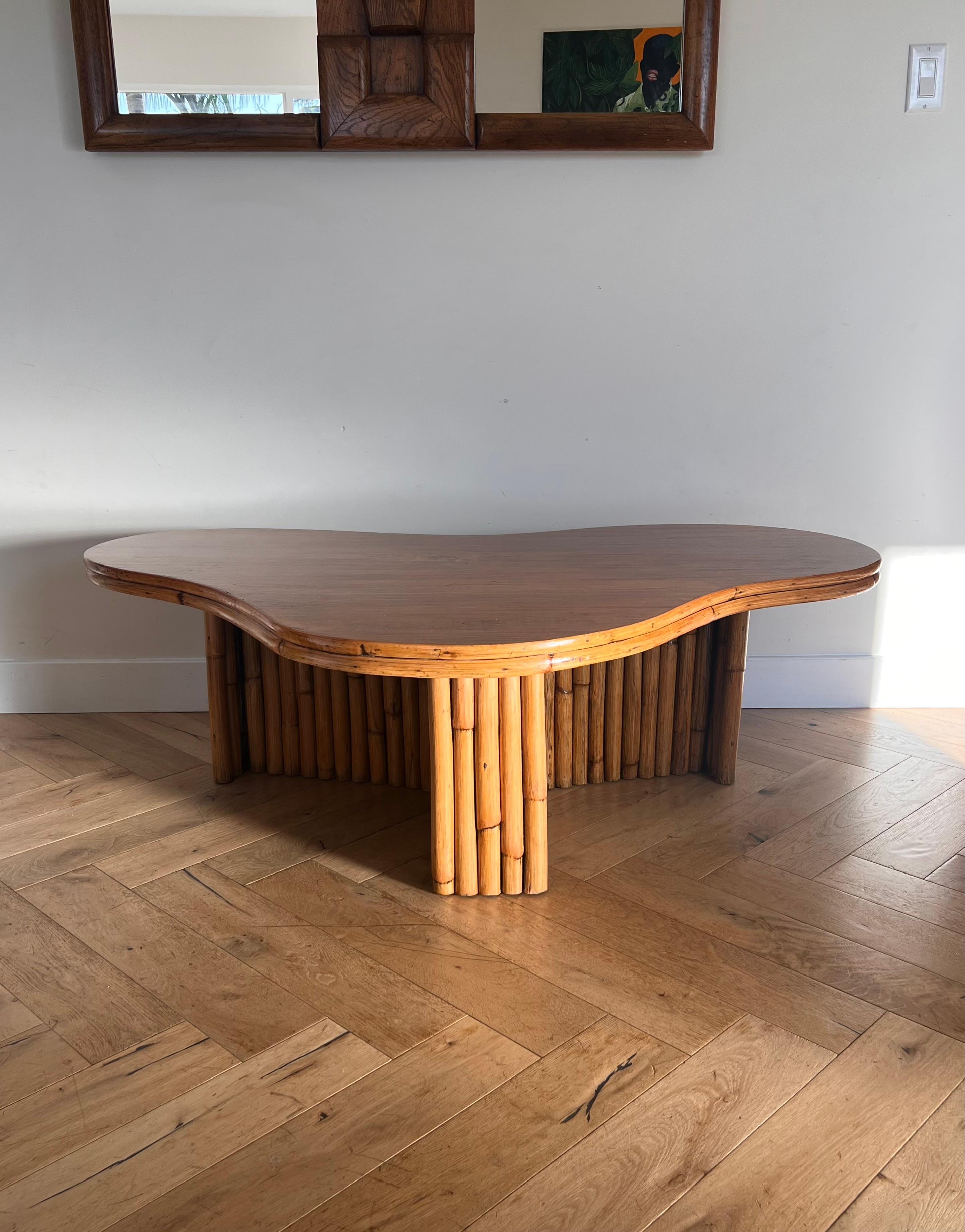Mid century modern biomorphic bamboo coffee table, circa 1960 12