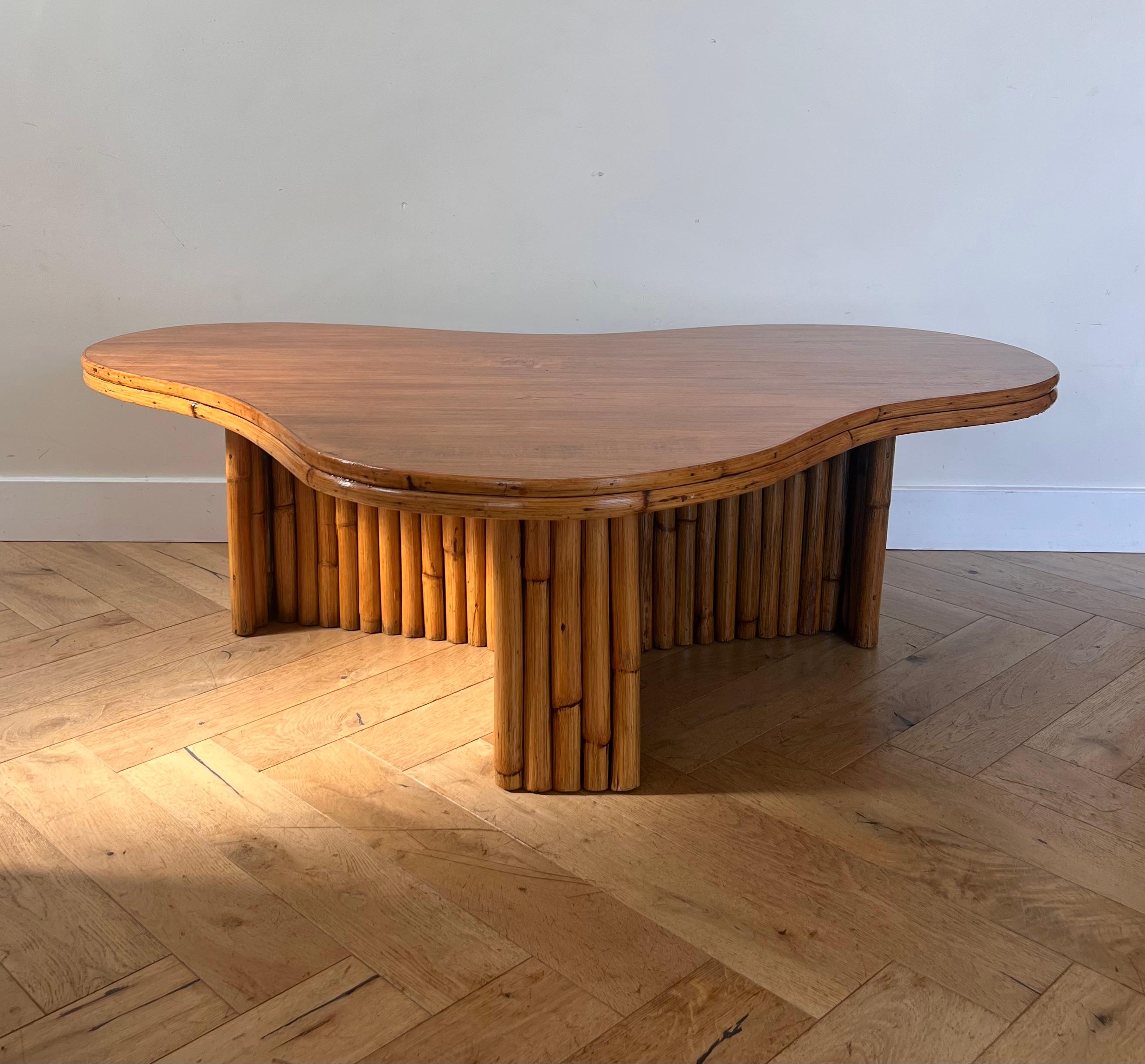 Mid century modern biomorphic bamboo coffee table, circa 1960 13