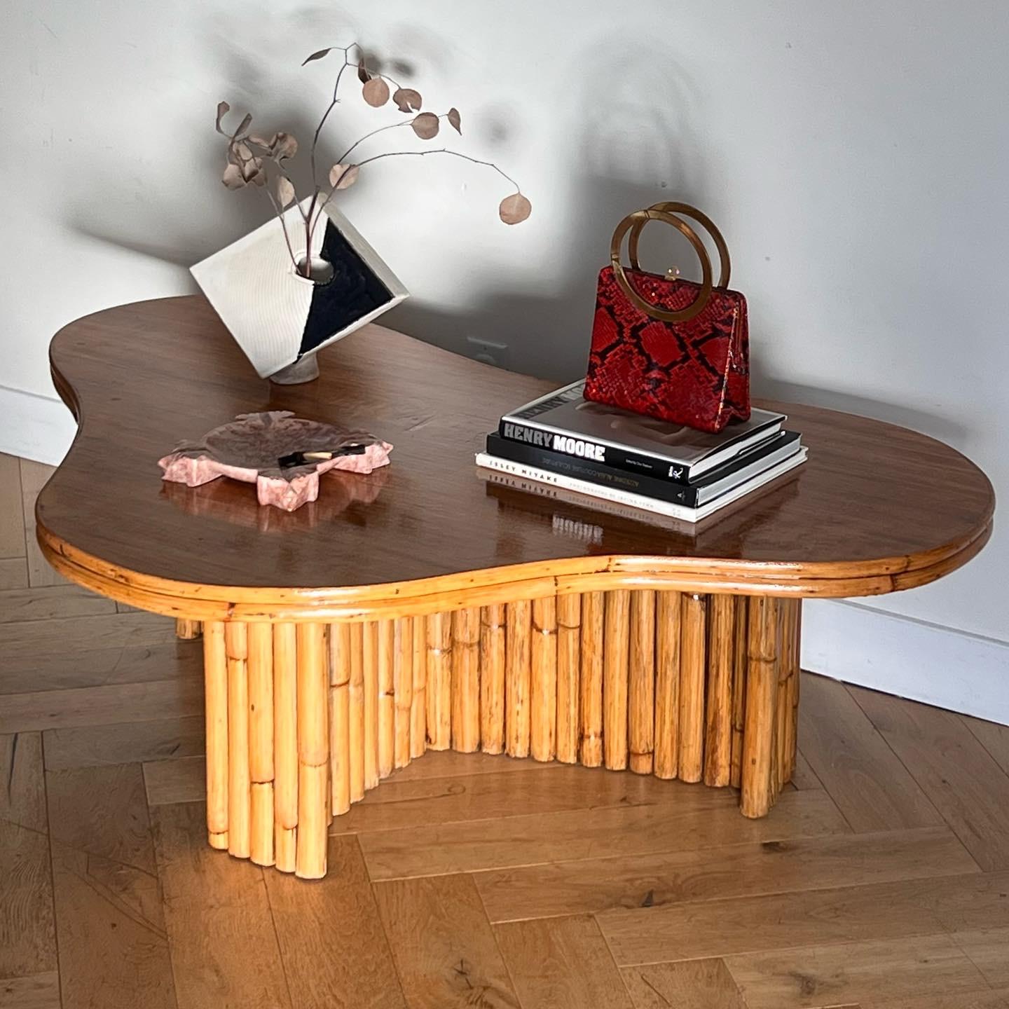 Mid-Century Modern Mid century modern biomorphic bamboo coffee table, circa 1960
