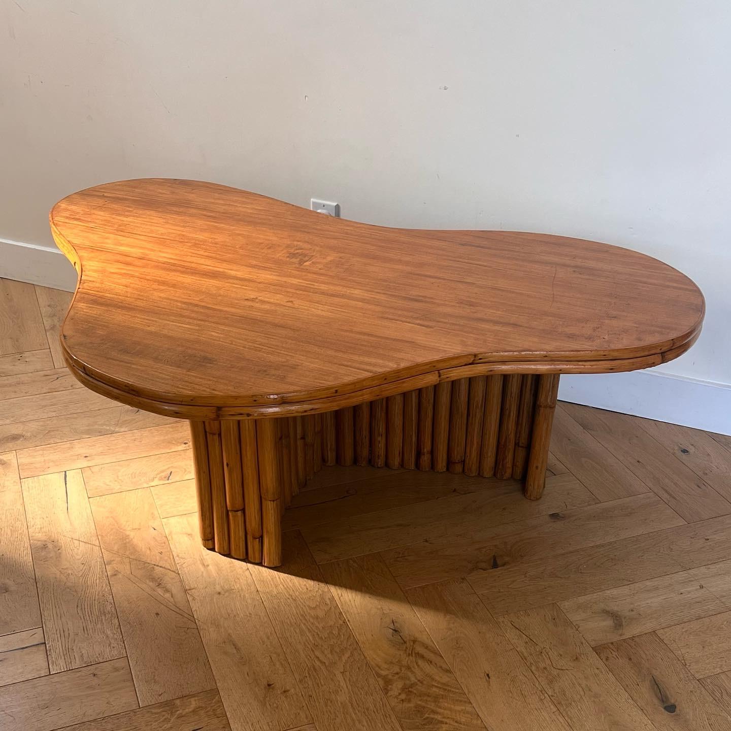 20th Century Mid century modern biomorphic bamboo coffee table, circa 1960