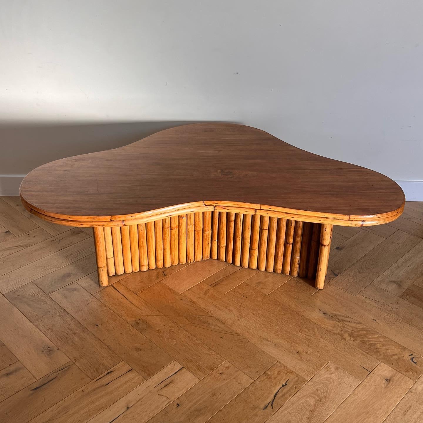 Mid century modern biomorphic bamboo coffee table, circa 1960 1
