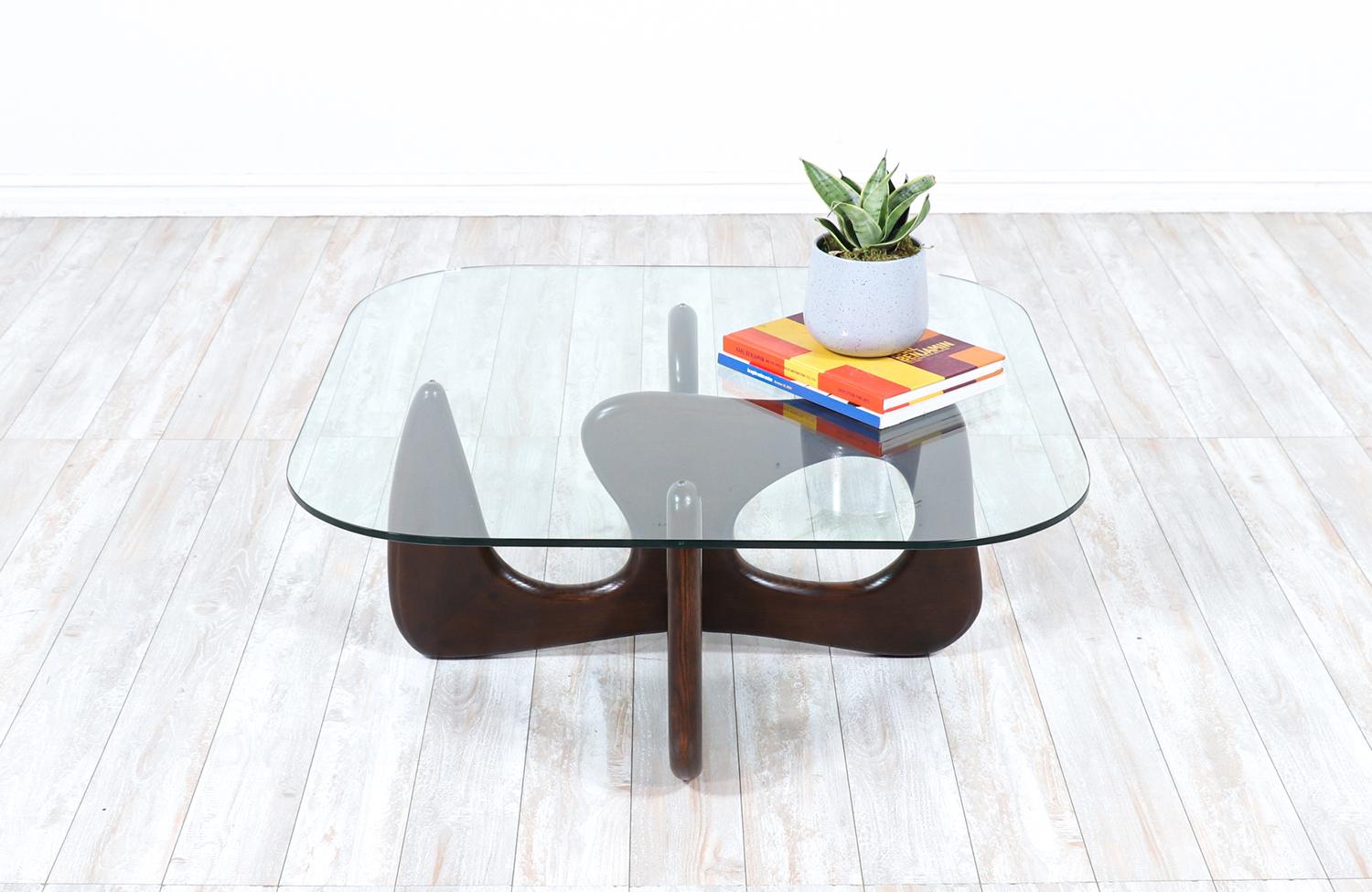 American Mid-Century Modern Biomorphic Coffee Table with Glass Top