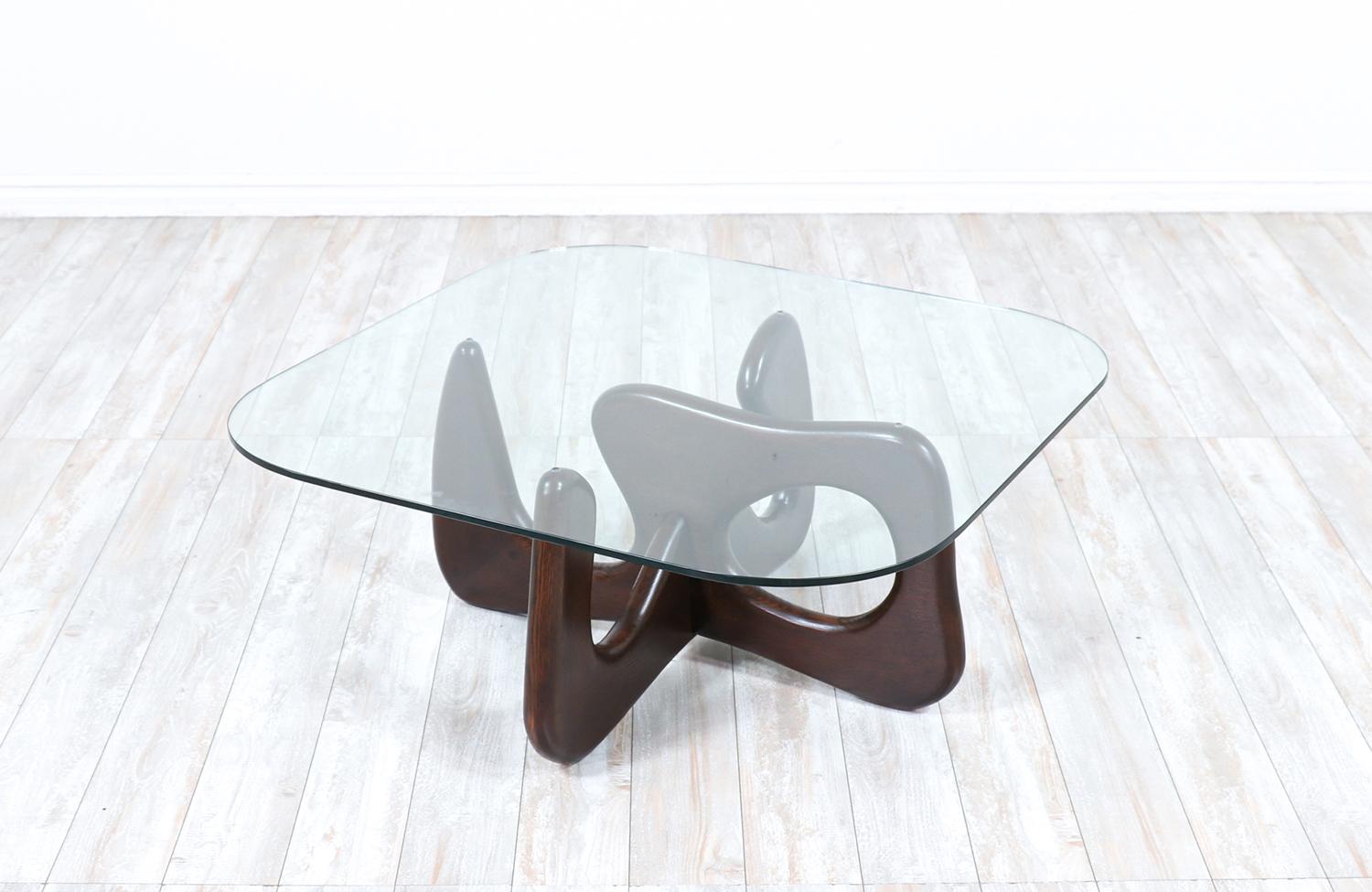Mid-Century Modern Biomorphic Coffee Table with Glass Top In Excellent Condition In Los Angeles, CA
