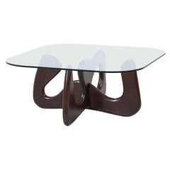 Mid-Century Modern Biomorphic Coffee Table with Glass Top