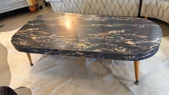 Mid-Century Modern Biomorphic Laminate Coffee Table with Marbleized Top, 1950s