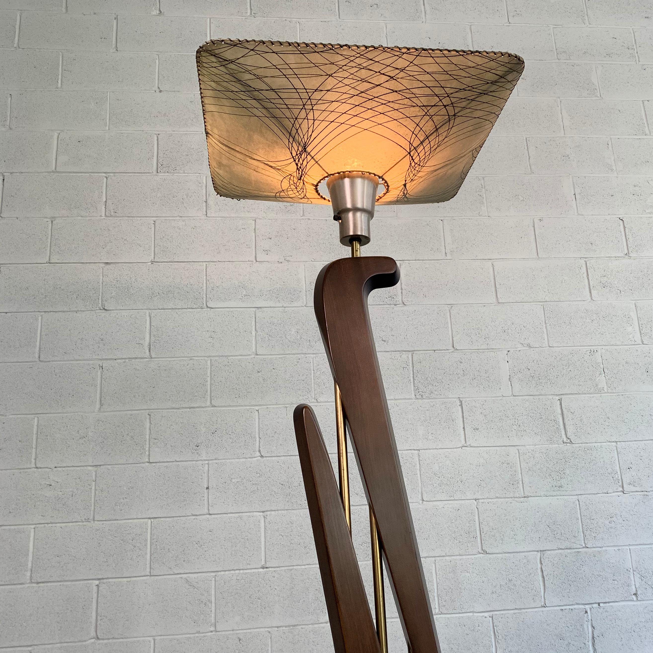 Mid-Century Modern Biomorphic Mahogany Torchère Floor Lamp 5