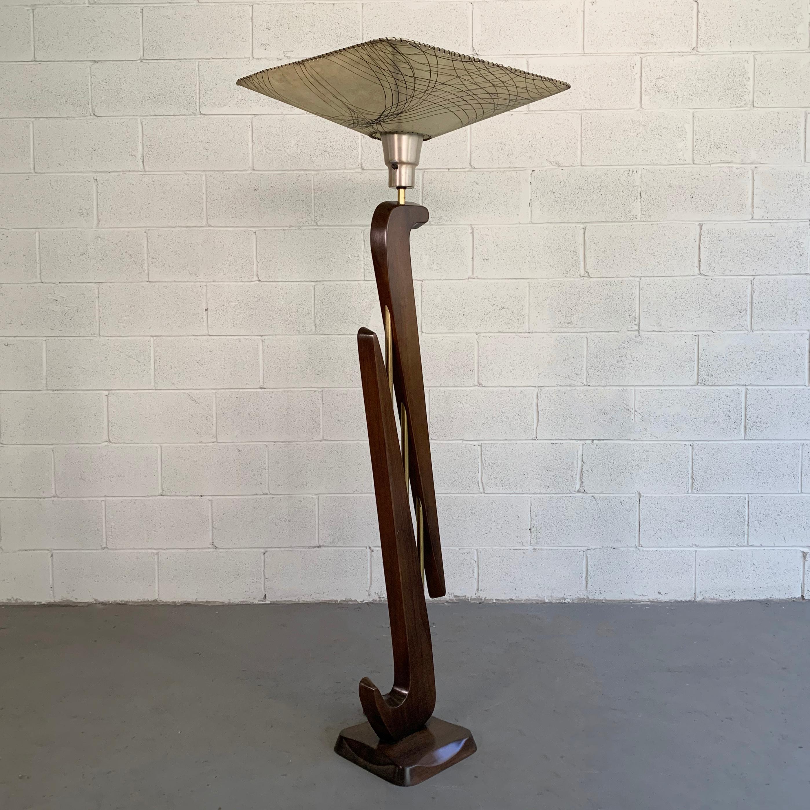 Mid-Century Modern Biomorphic Mahogany Torchère Floor Lamp In Good Condition In Brooklyn, NY