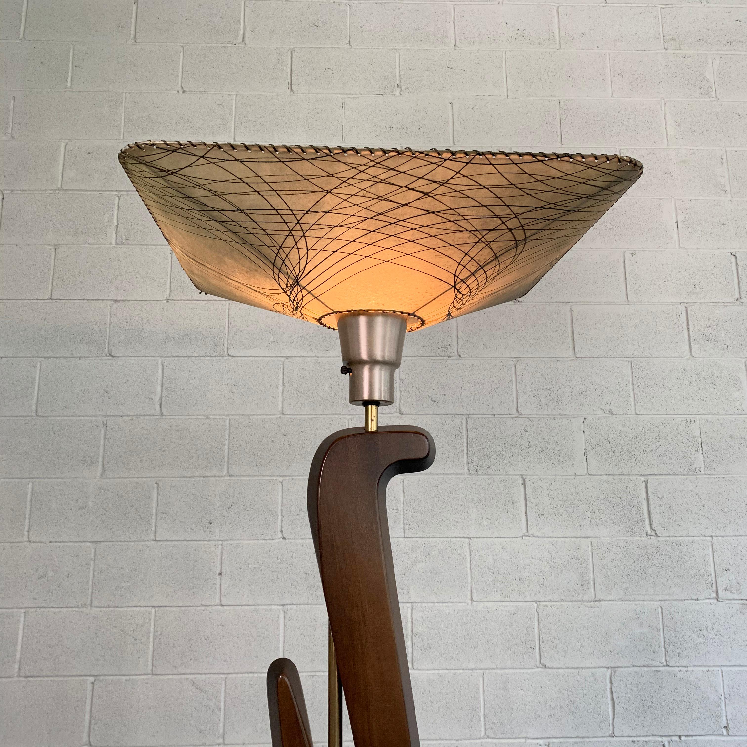 Mid-Century Modern Biomorphic Mahogany Torchère Floor Lamp 2