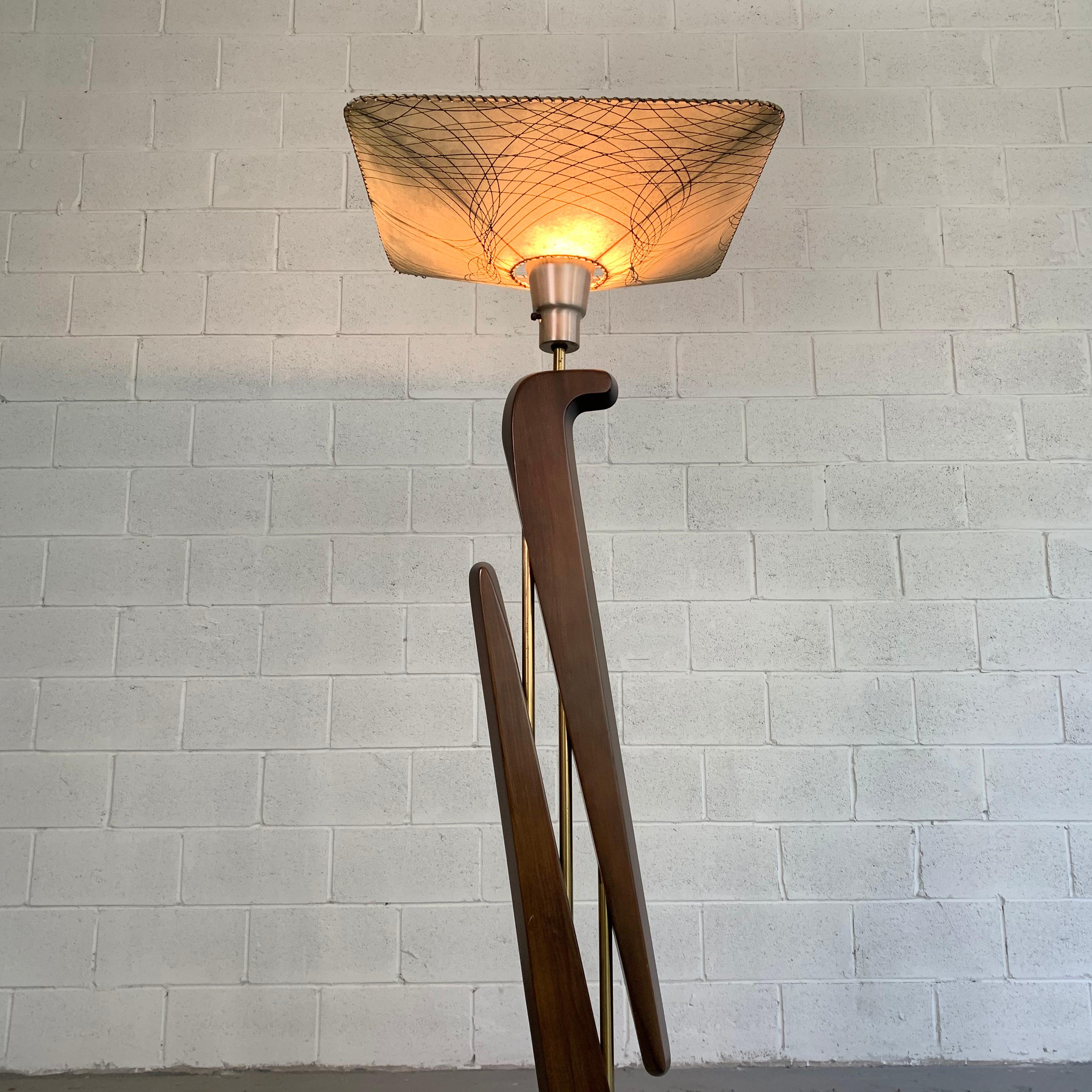 Mid-Century Modern Biomorphic Mahogany Torchère Floor Lamp 3