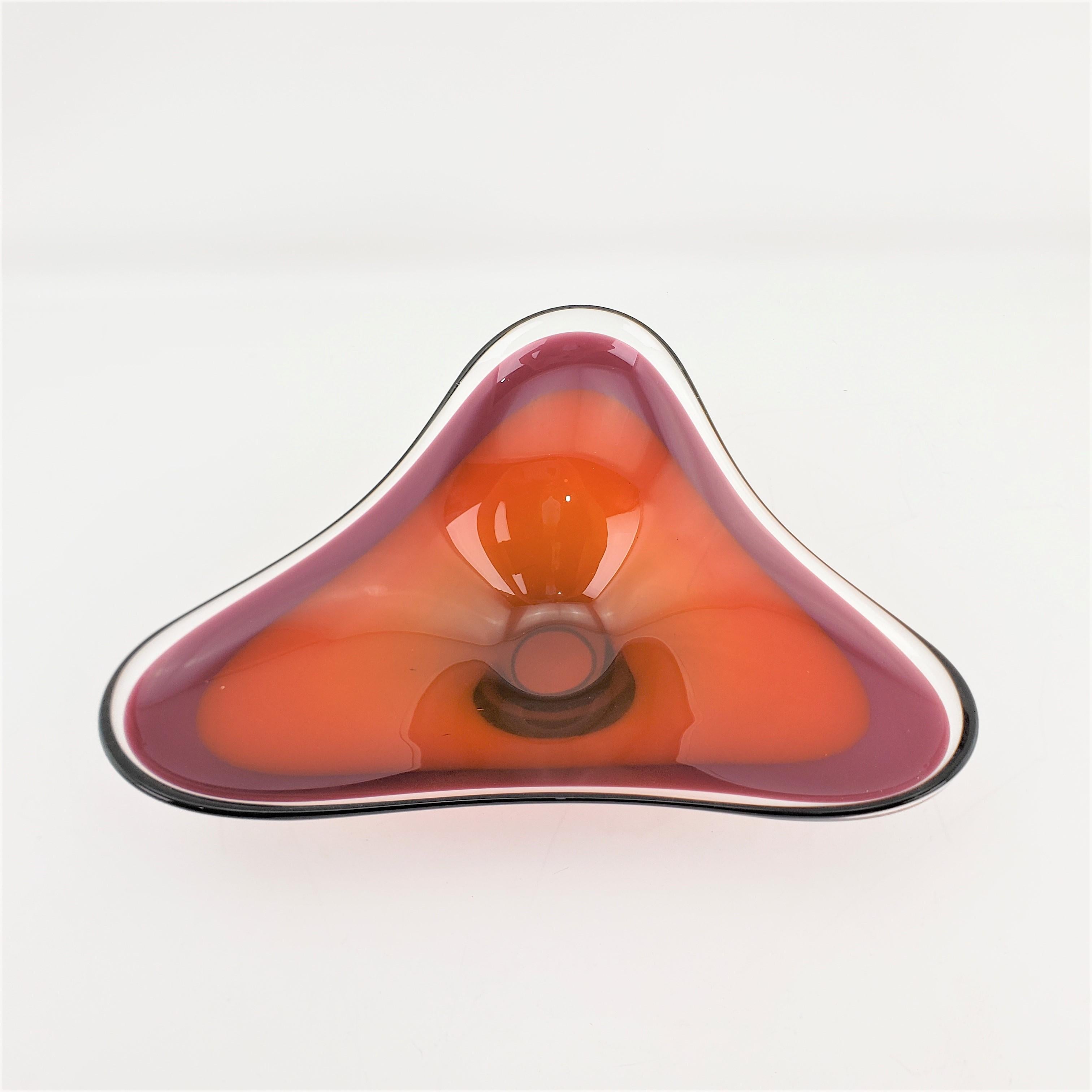 Mid-Century Modern Biomorphic Orange, Purple & Clear Art Glass Centerpiece Bowl 1