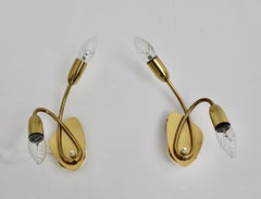 Mid Century Modern Biomorphic Vintage Brass Pair Sconces Wall Lights 1950s Italy