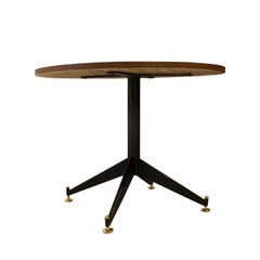 Mid-Century Modern Birch and Metal Round Center Table, Italy, 1960