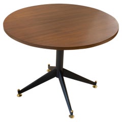 Mid-Century Modern Birch and Metal Round Center Table, Italy, 1960