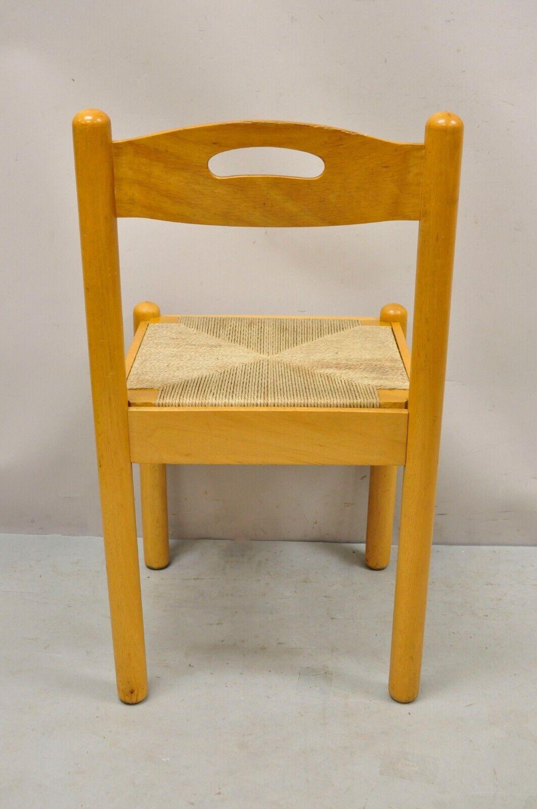 Mid Century Modern Birch Maple Bentwood Dining Chairs Rope Cord Seats - Set of 6 For Sale 5