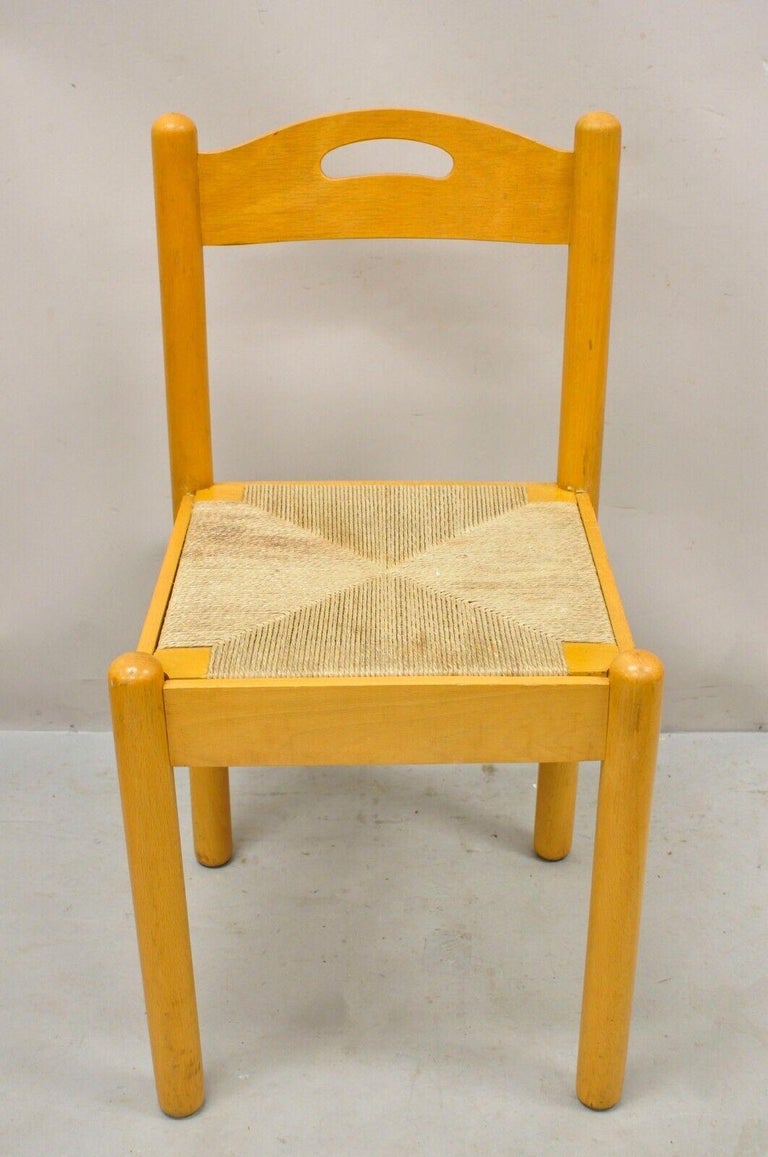 Mid Century Modern Birch Maple Bentwood Dining Chairs Rope Cord Seats