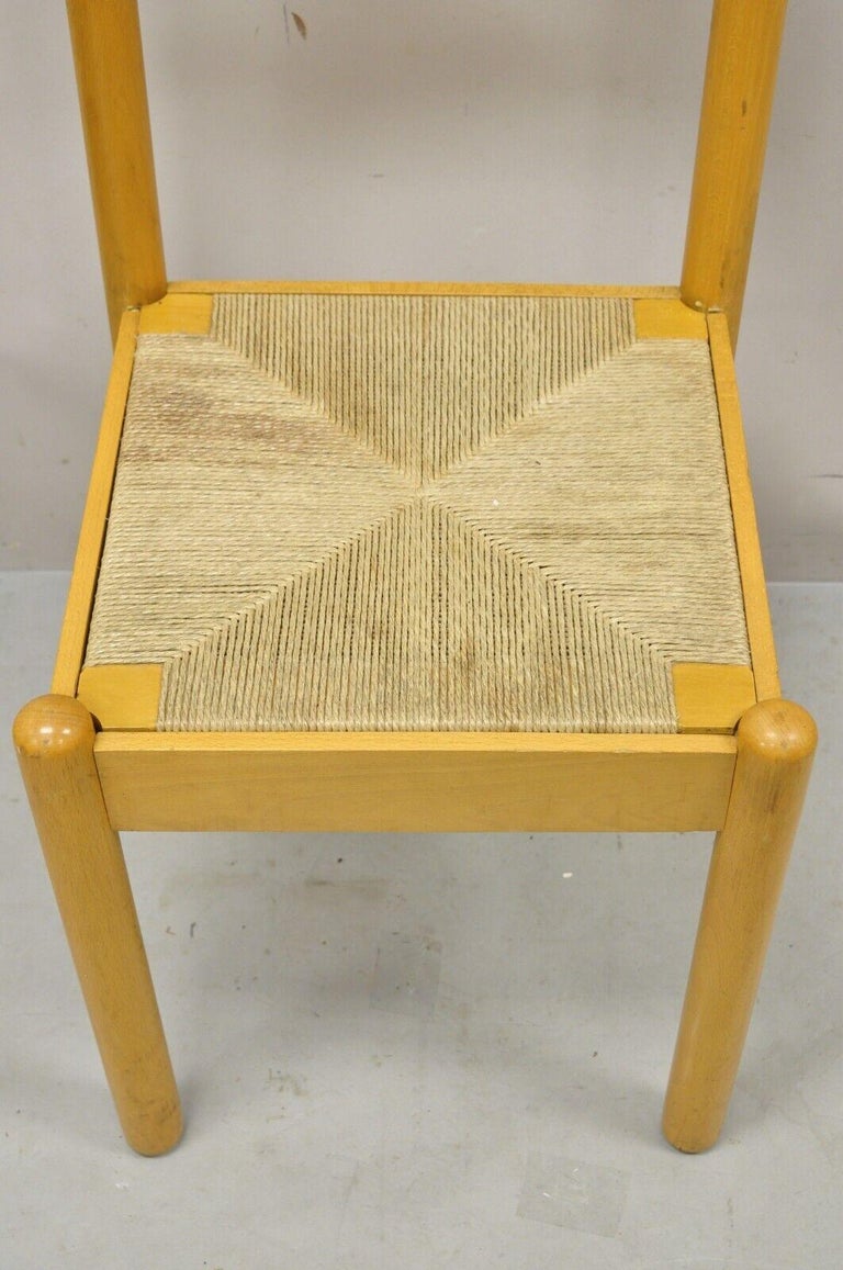 Mid Century Modern Birch Maple Bentwood Dining Chairs Rope Cord Seats