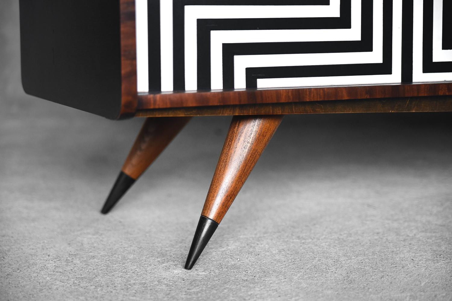 Mid-Century Modern Birch Sideboard with Op-Art Pattern, 1960s 5