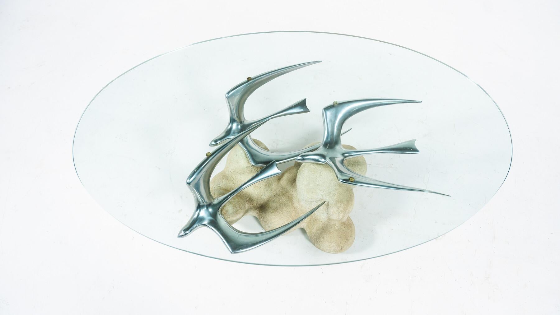 Table basse oiseau moderne du milieu du siècle dernier, Italie, 1970 en vente 4