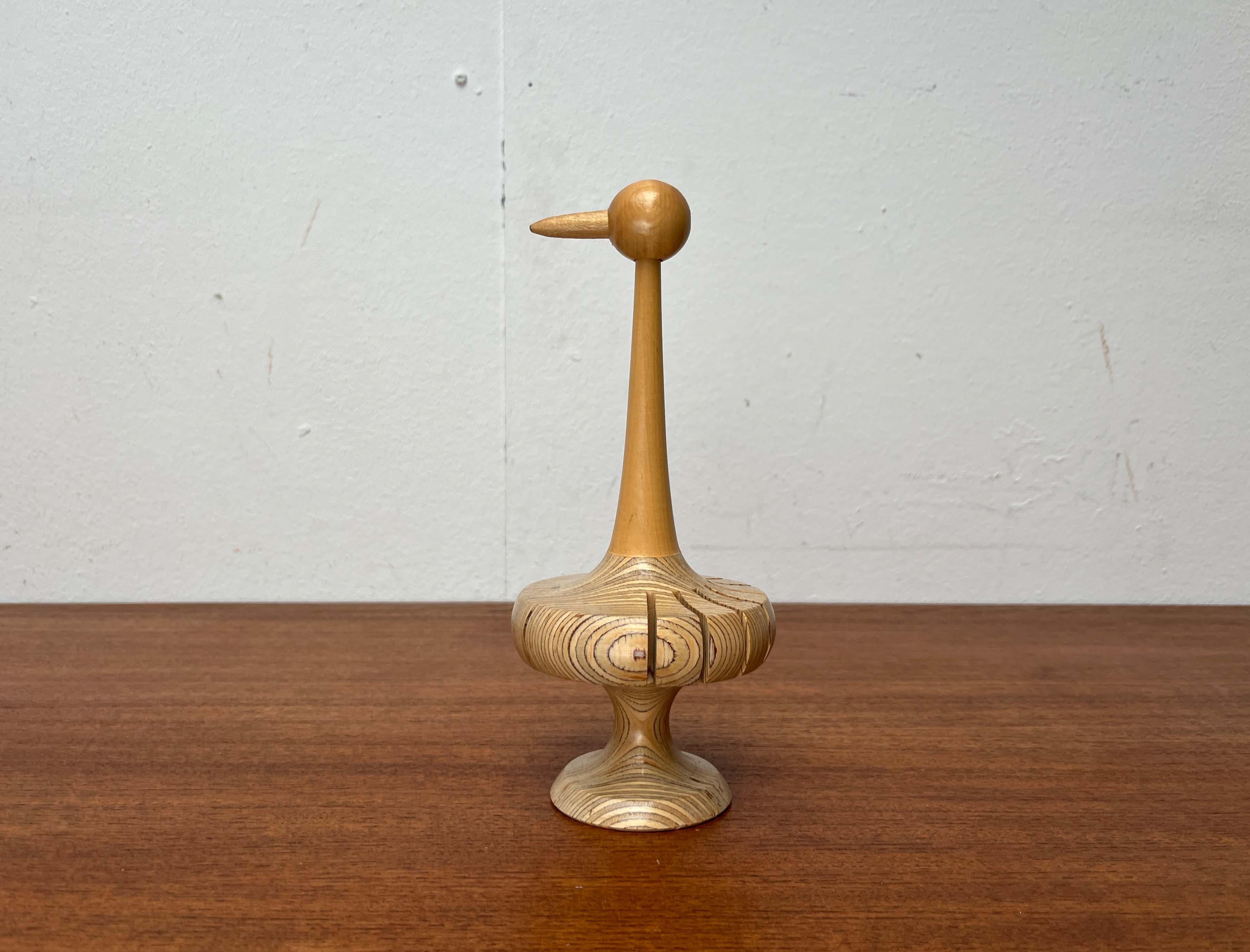Servilletero de madera con diseño de pájaro moderno de mediados de siglo de Paavo Asikainen, Finlandia, años 60