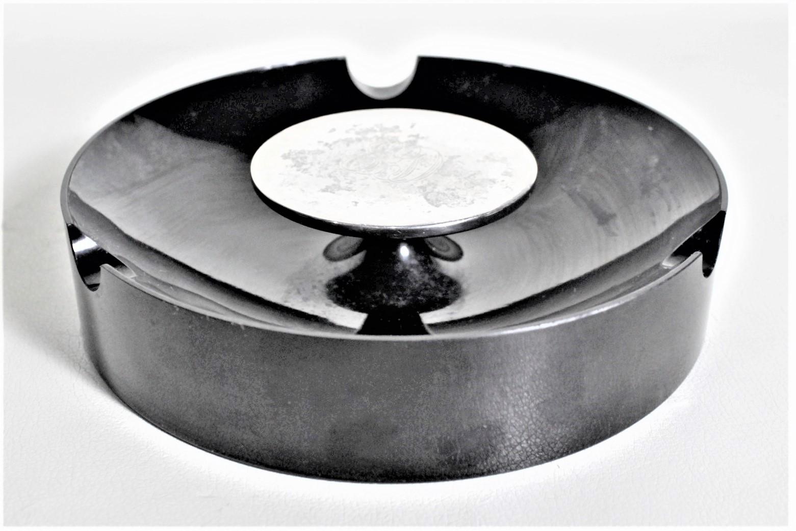 Sterling Silver Mid-Century Modern Birks Sterling and Black Composite Cigar or Cigarette Ashtray