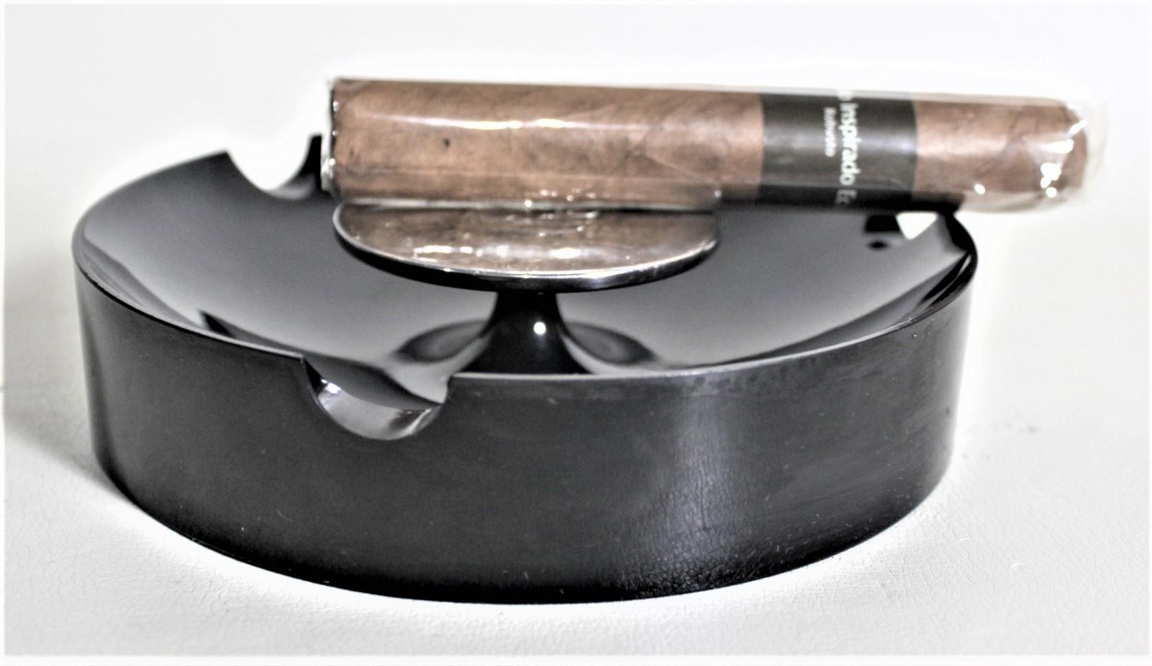 Mid-Century Modern Birks Sterling and Black Composite Cigar or Cigarette Ashtray 1