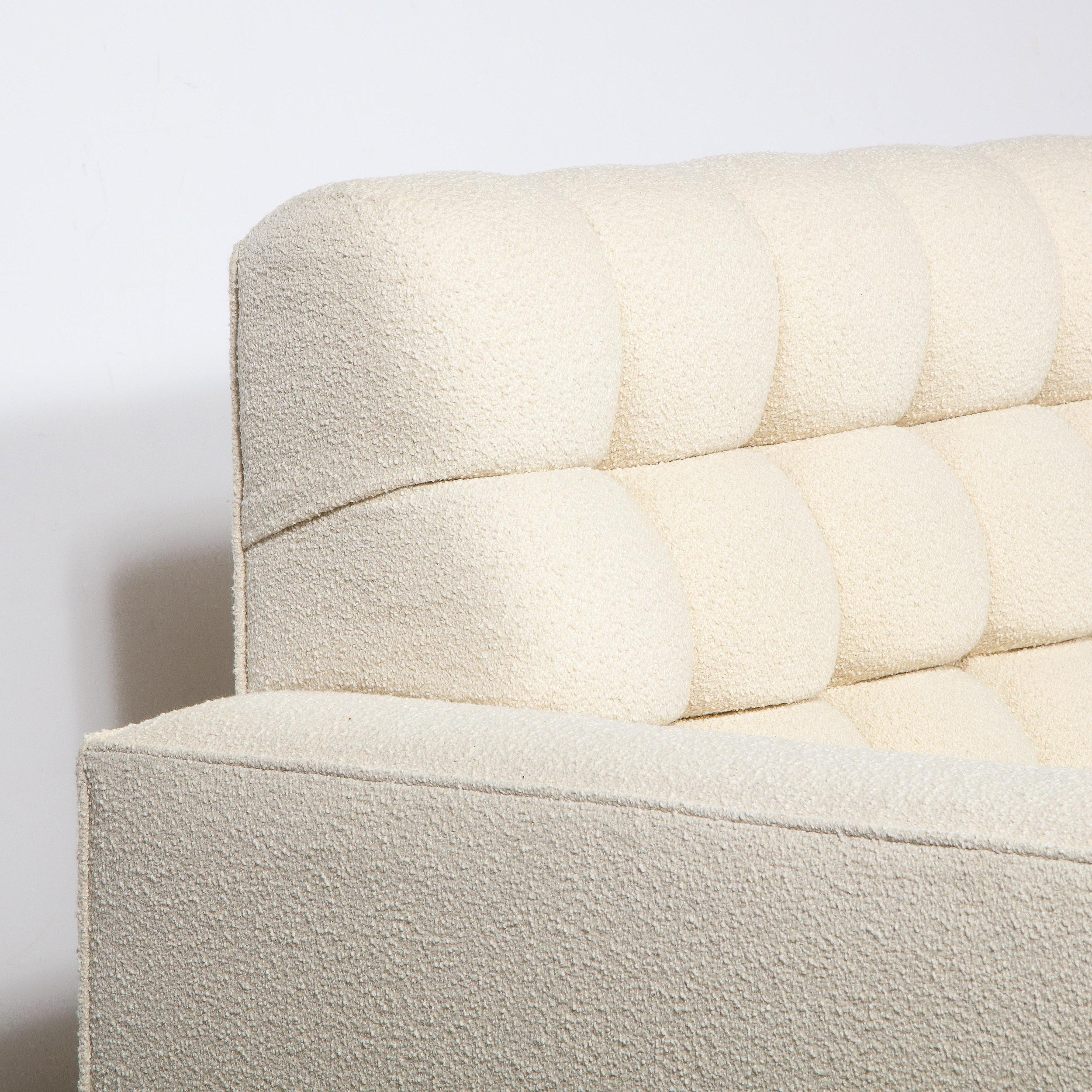 Mid-Century Modern Biscuit Tufted Sofa by Billy Haines in Cream Bouclé Fabric In Excellent Condition In New York, NY