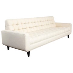 Vintage Mid-Century Modern Biscuit Tufted Sofa by Billy Haines in Cream Bouclé Fabric
