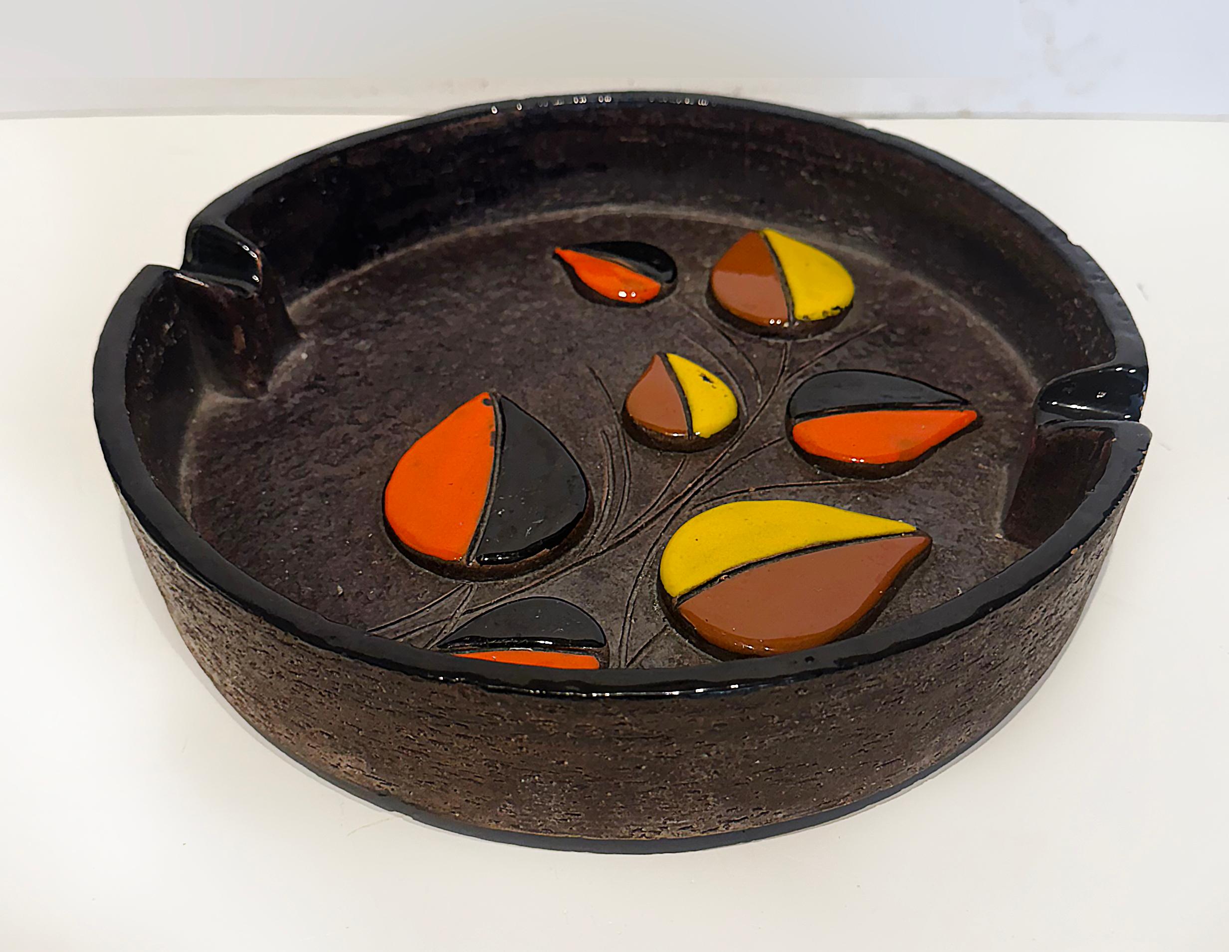 20th Century Mid-century Modern Bitossi Ceramic Ashtray, Marked, 2 Available For Sale
